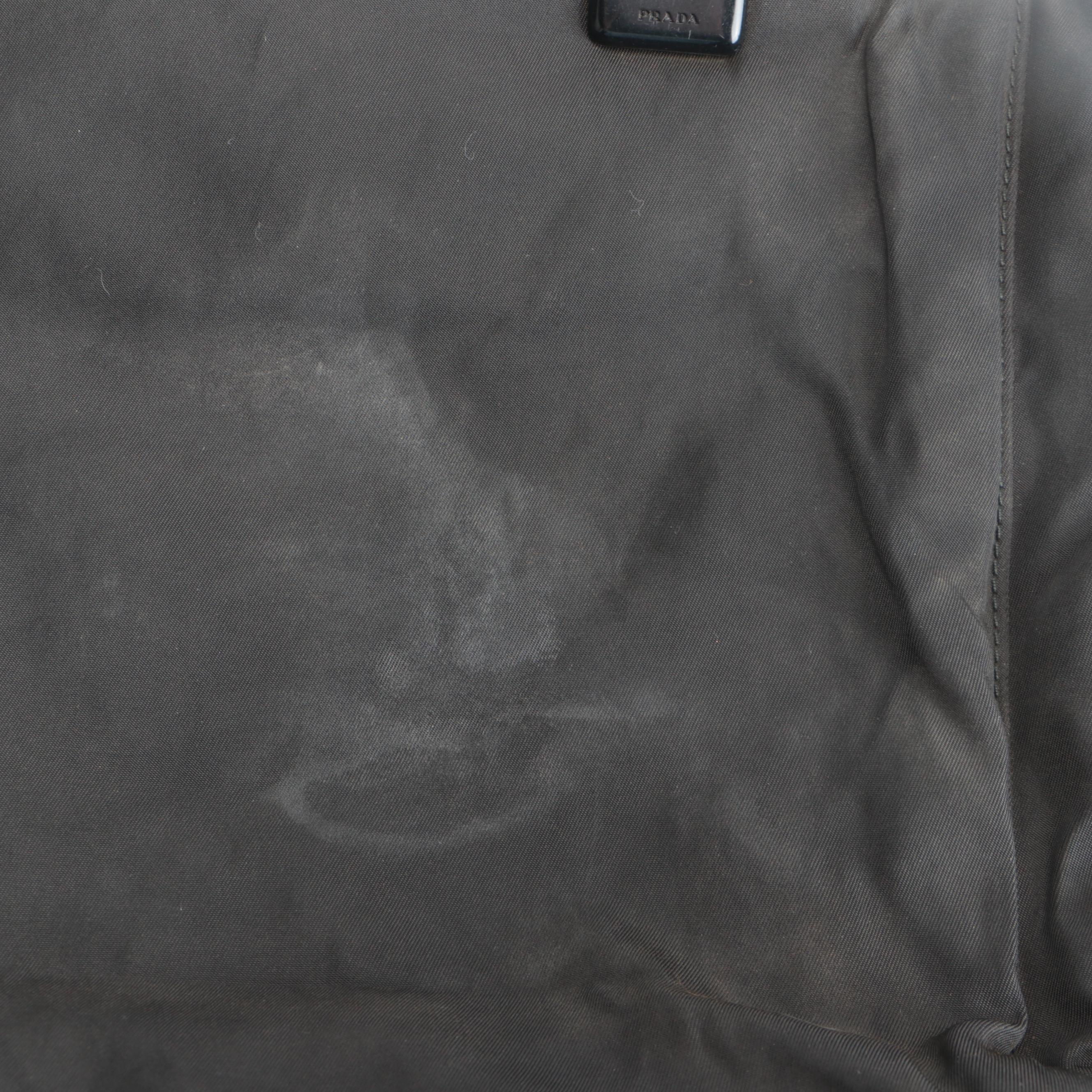 Prada Top Handle Bag in Black Nylon with Plastic Handles