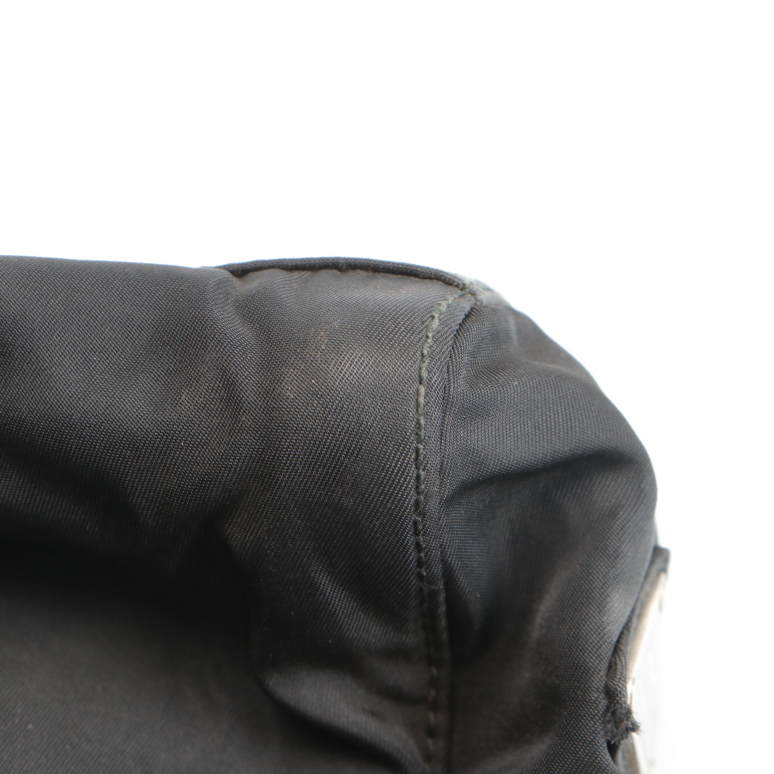 Prada Top Handle Bag in Black Nylon with Plastic Handles