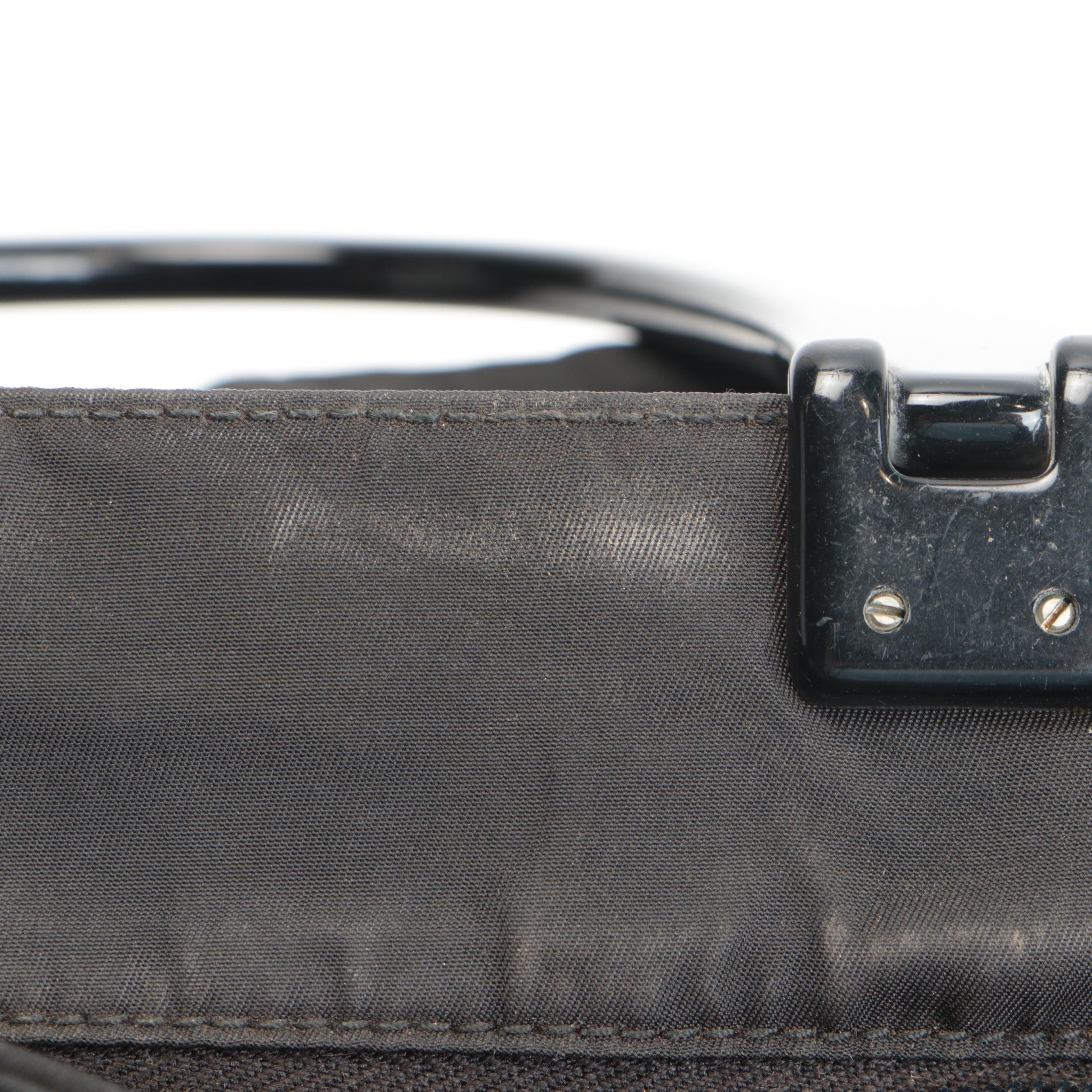 Prada Top Handle Bag in Black Nylon with Plastic Handles