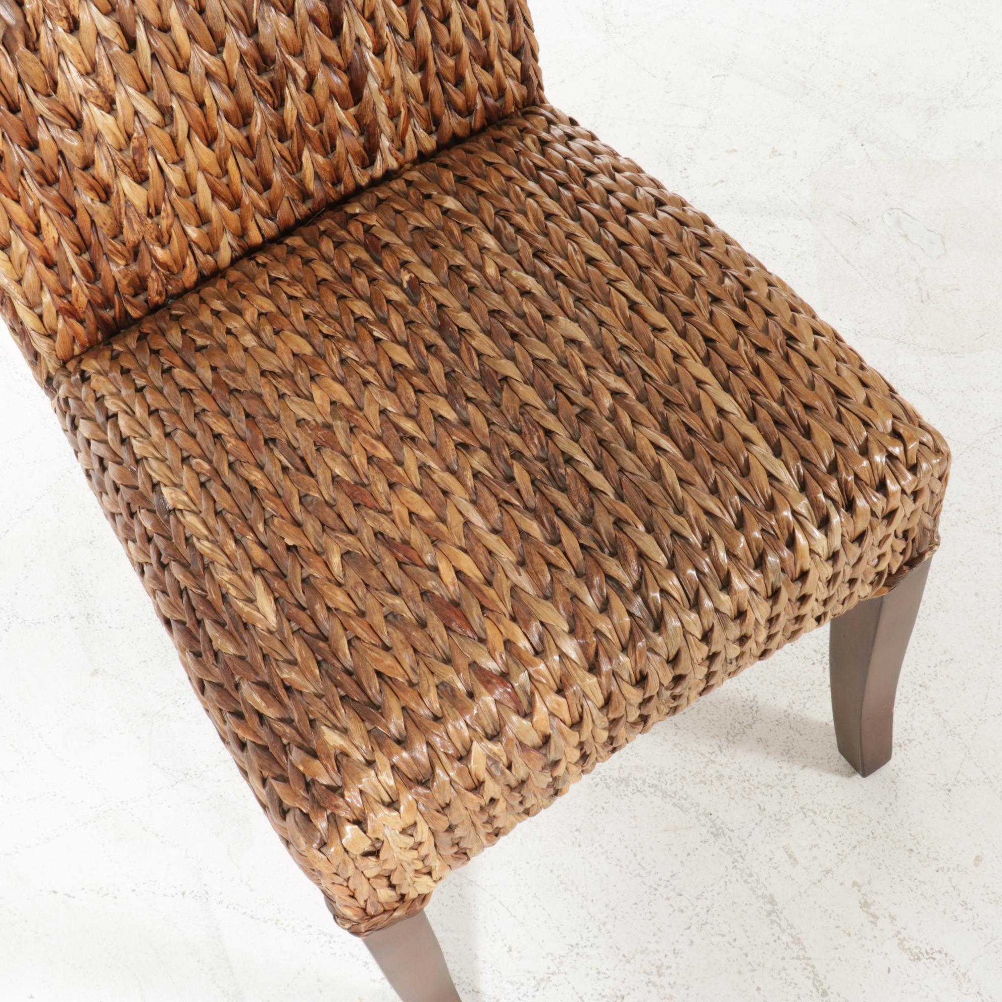 Five Pottery Barn Woven Seagrass Dining Chairs