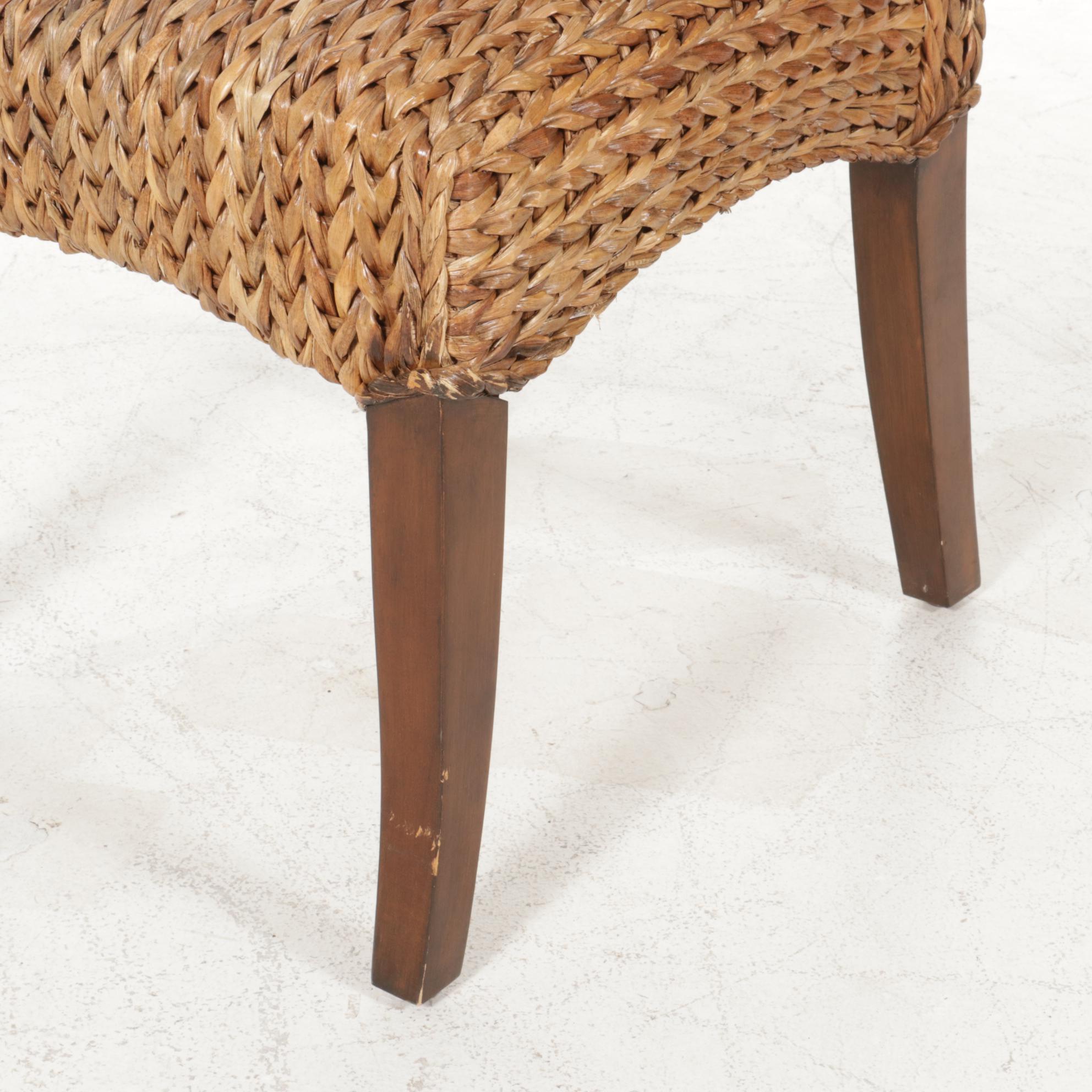 Five Pottery Barn Woven Seagrass Dining Chairs