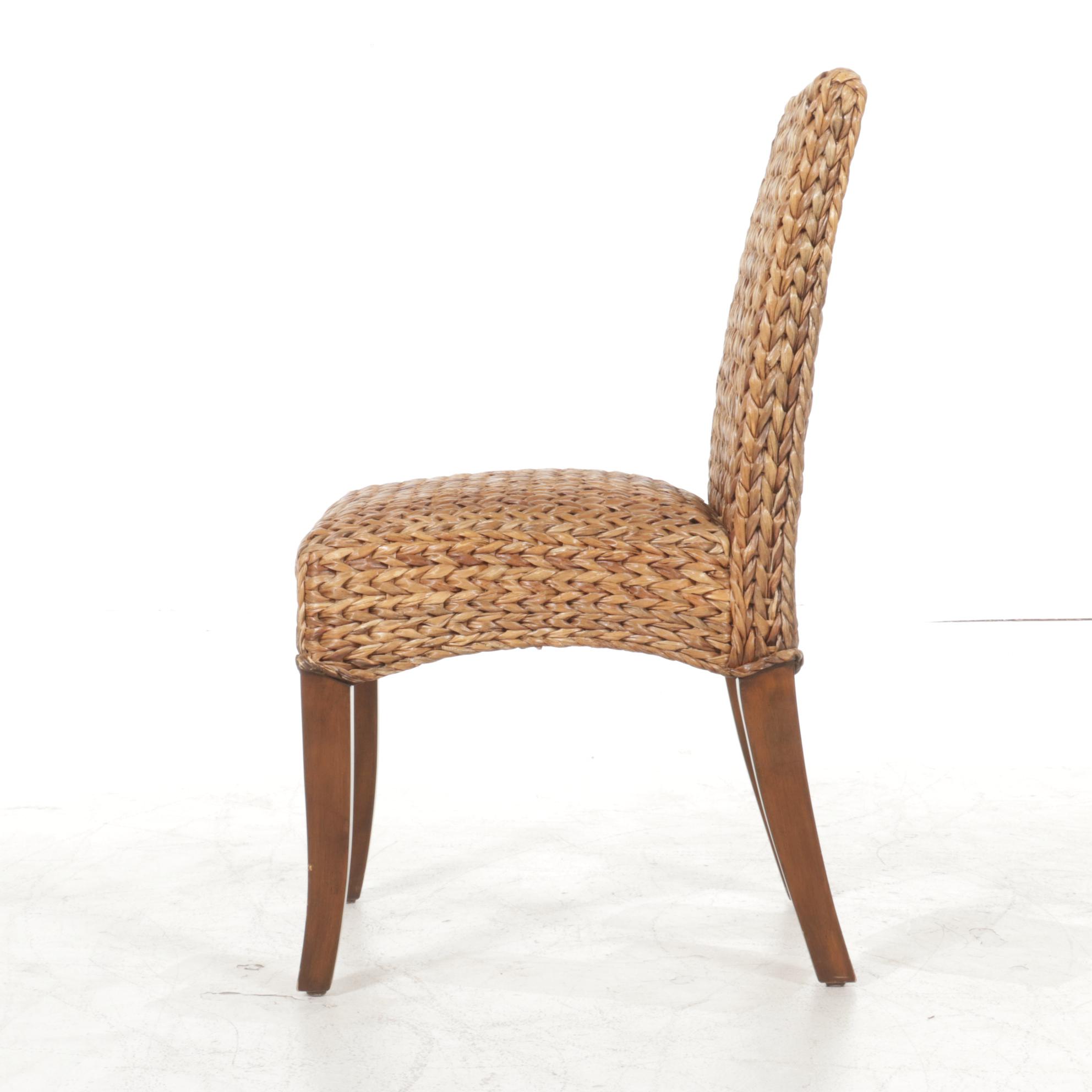 Five Pottery Barn Woven Seagrass Dining Chairs