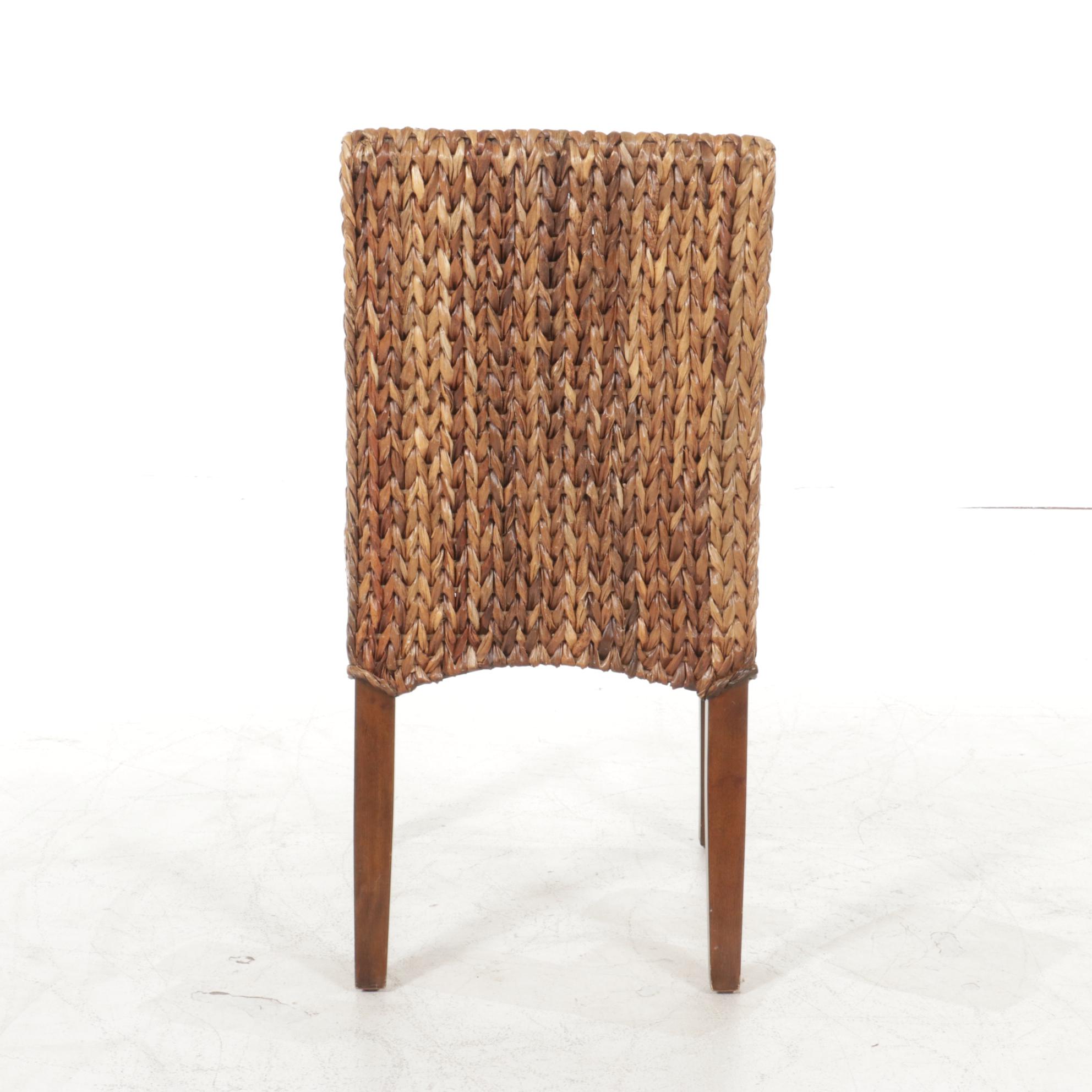 Five Pottery Barn Woven Seagrass Dining Chairs