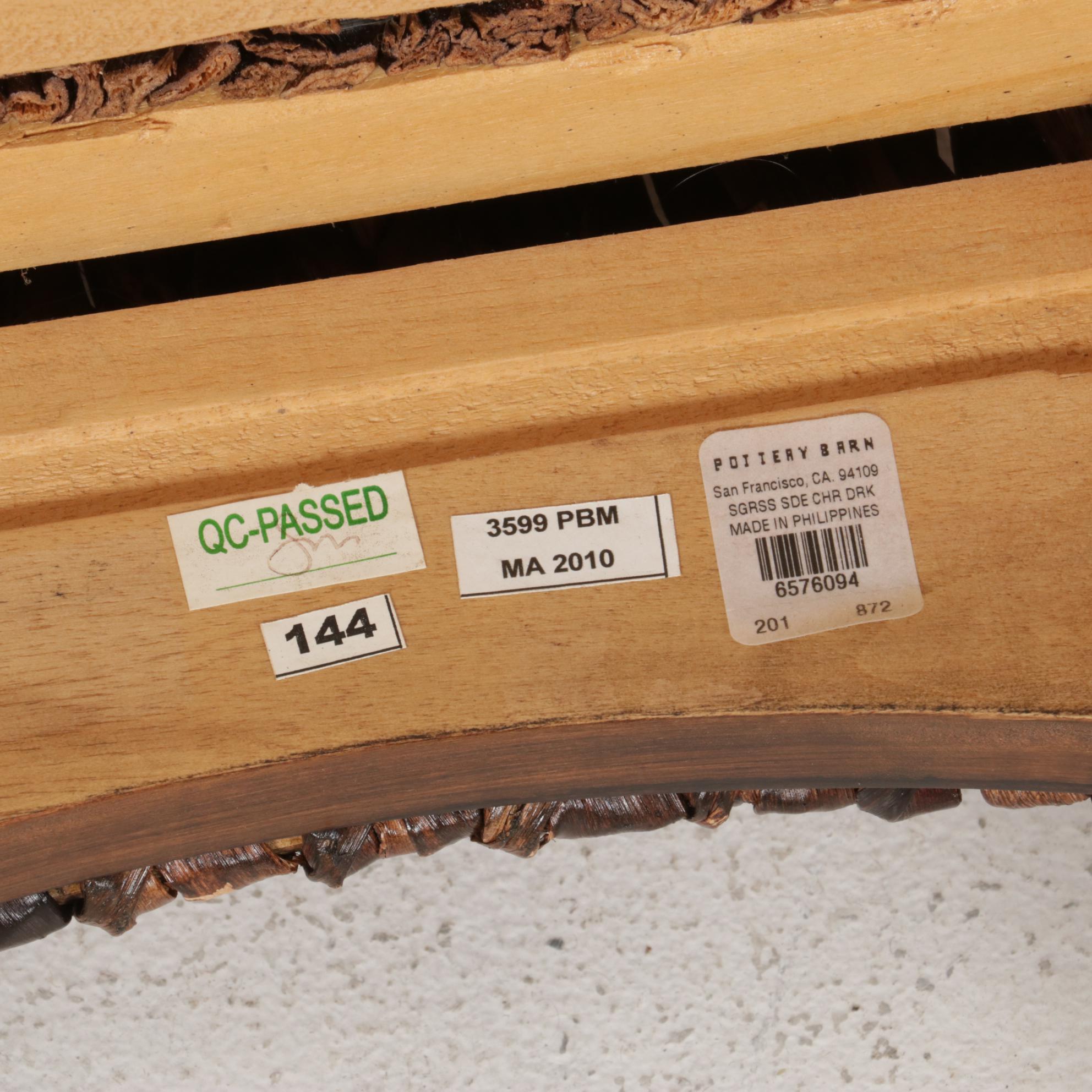 Five Pottery Barn Woven Seagrass Dining Chairs