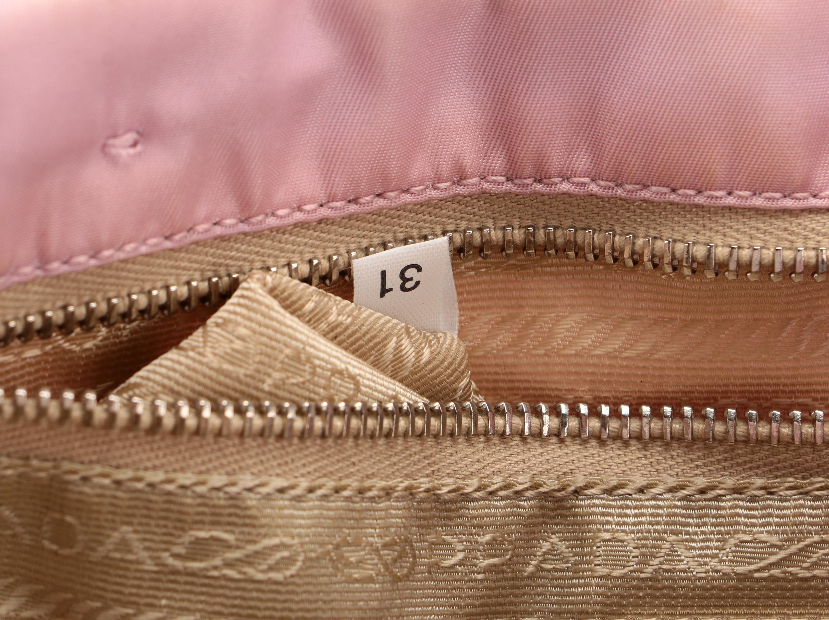 Prada Pink Nylon Tessuto Bag with White Leather Trim