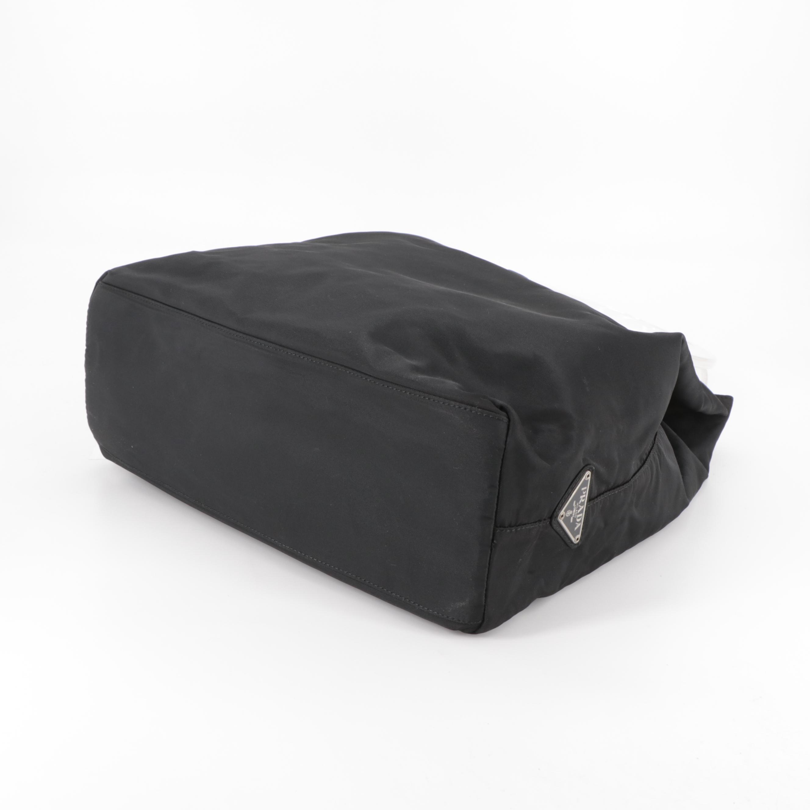 Prada Tote Bag in Black Tessuto Nylon with Transparent Handles