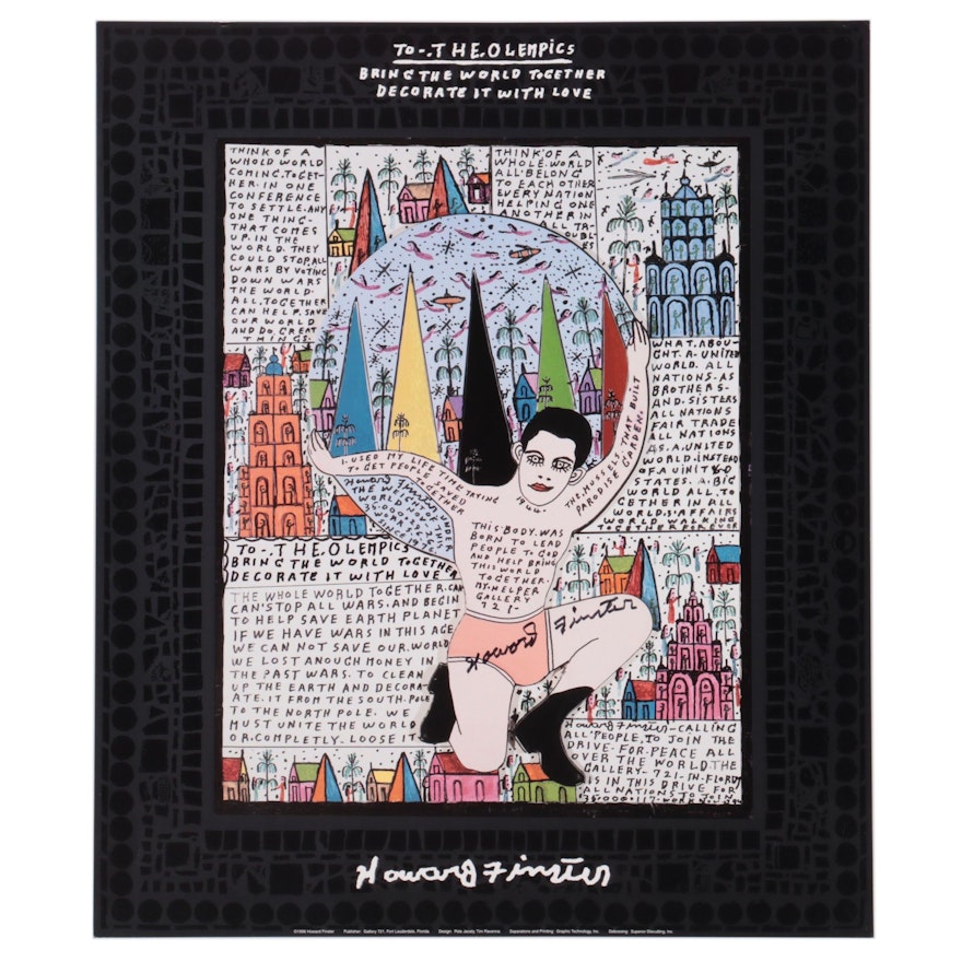 Howard Finster Offset Lithograph "To the Olempics"