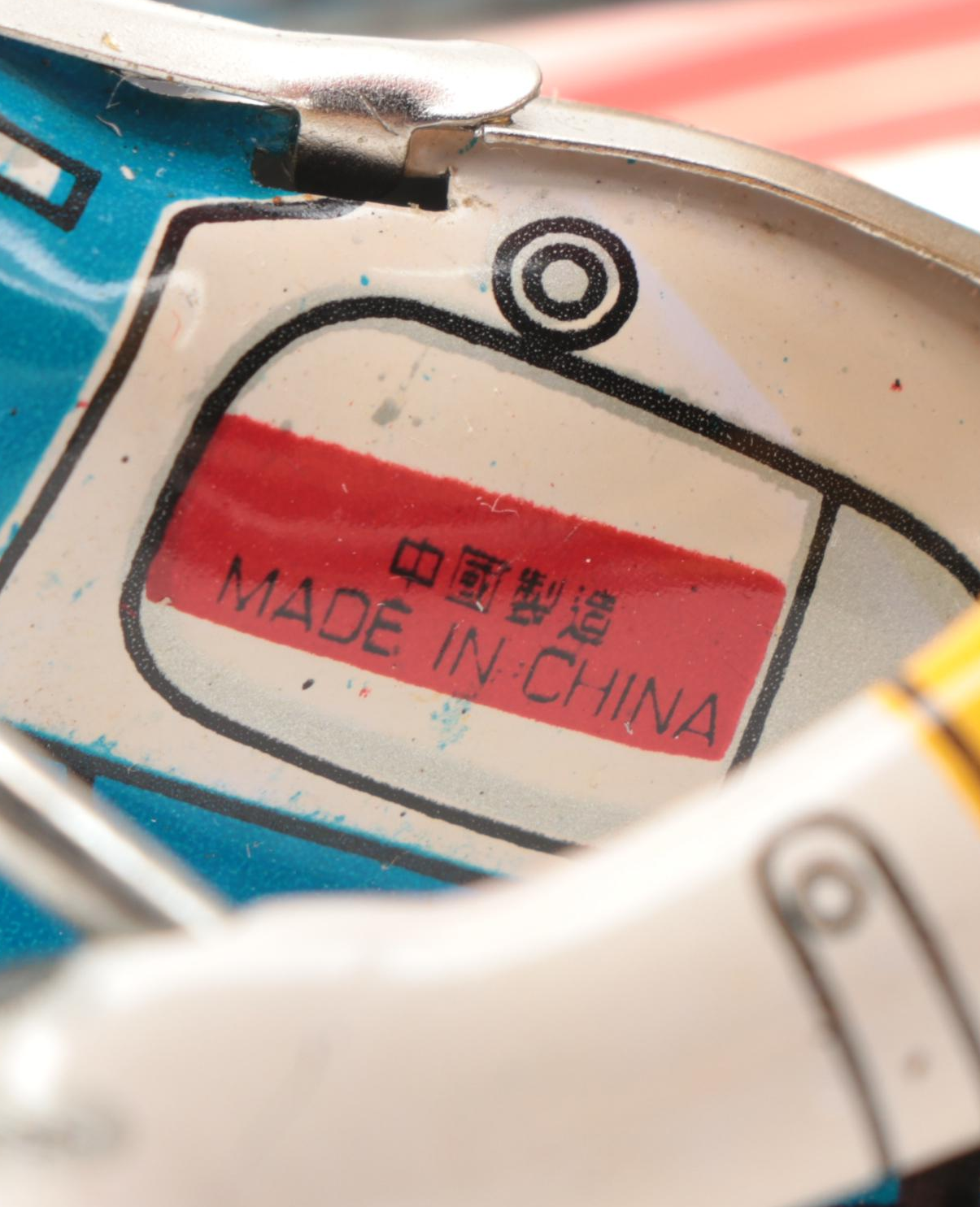 Clockwork MS-709 Wind Up Tin Toy Motorcycle with Sidecar, Vintage