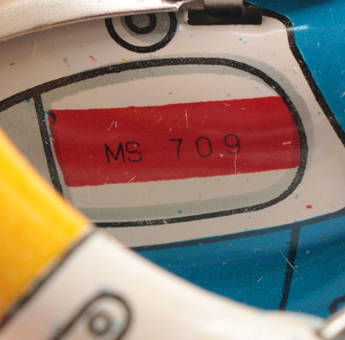 Clockwork MS-709 Wind Up Tin Toy Motorcycle with Sidecar, Vintage