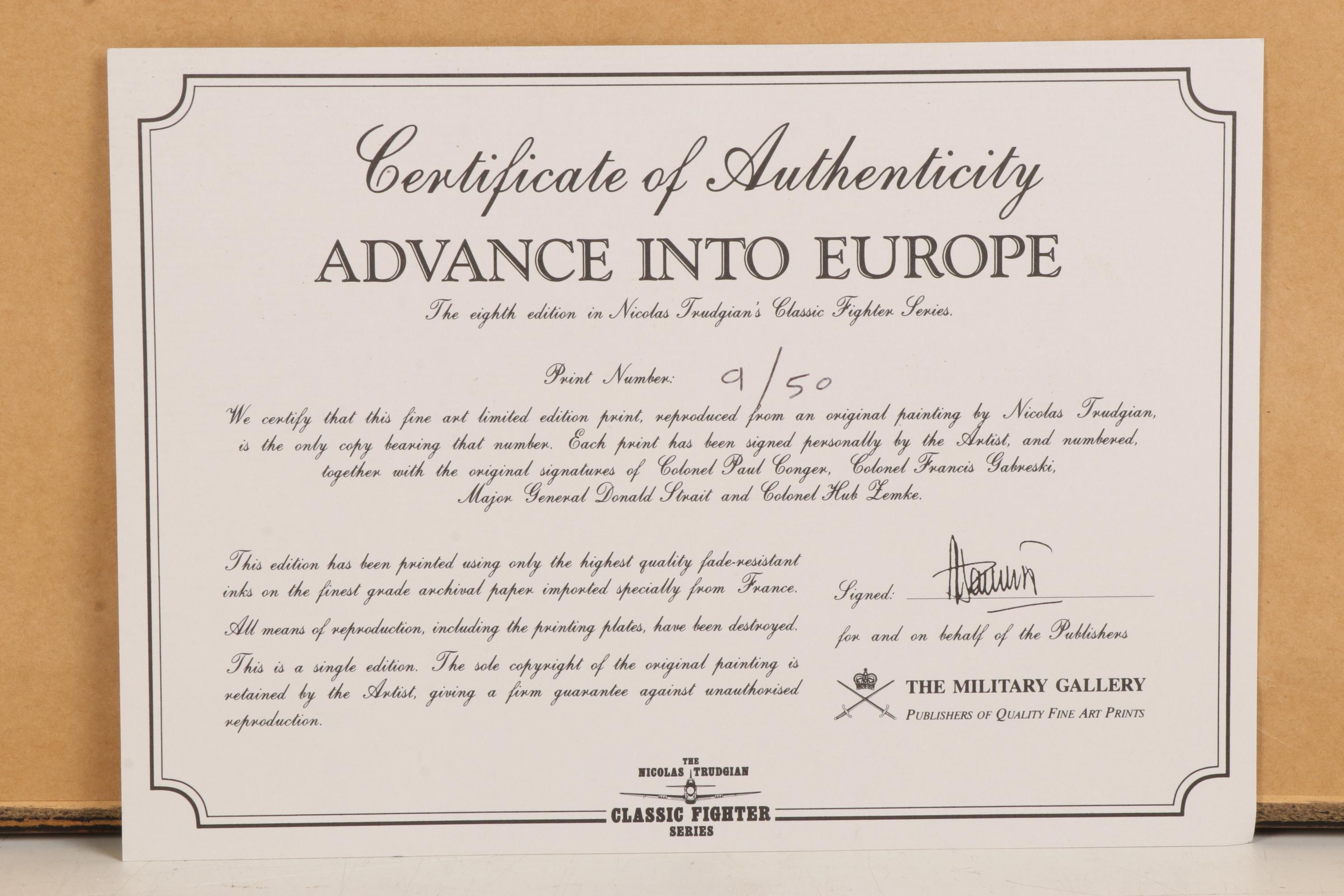 Nicolas Trudgian Offset Lithograph "Advance Into Europe," 1994