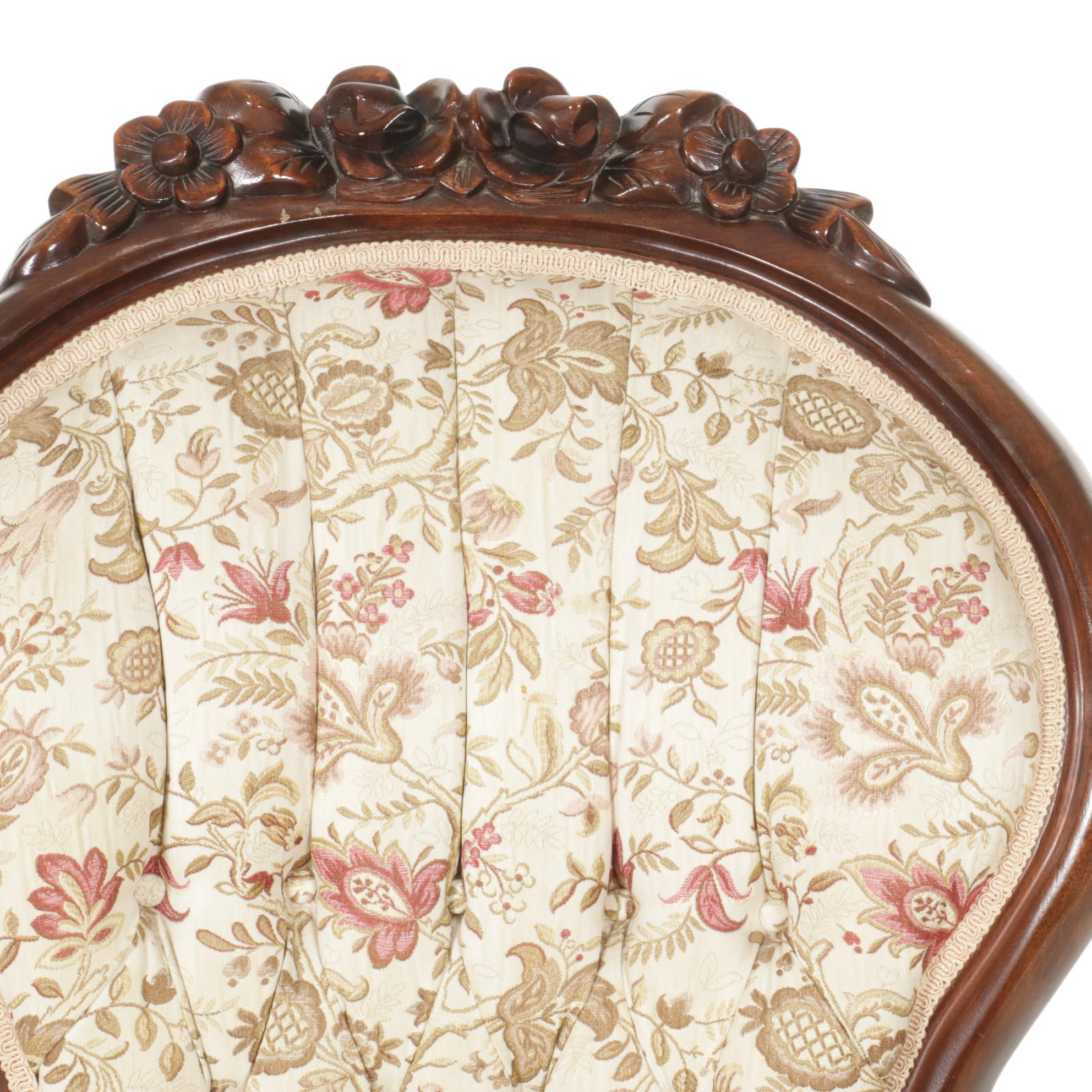 Upholstered Victorian Style Armchair, Mid to Late 20th Century