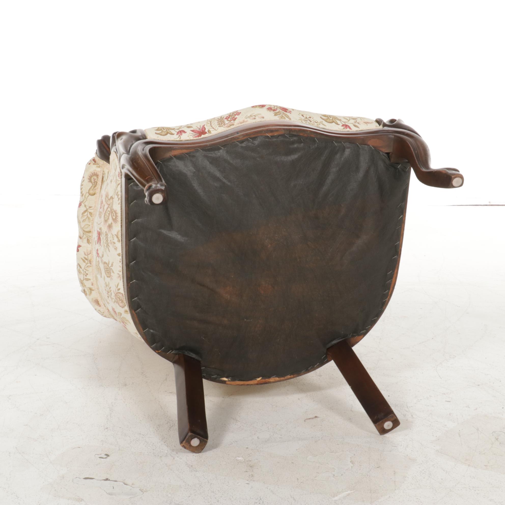 Upholstered Victorian Style Armchair, Mid to Late 20th Century