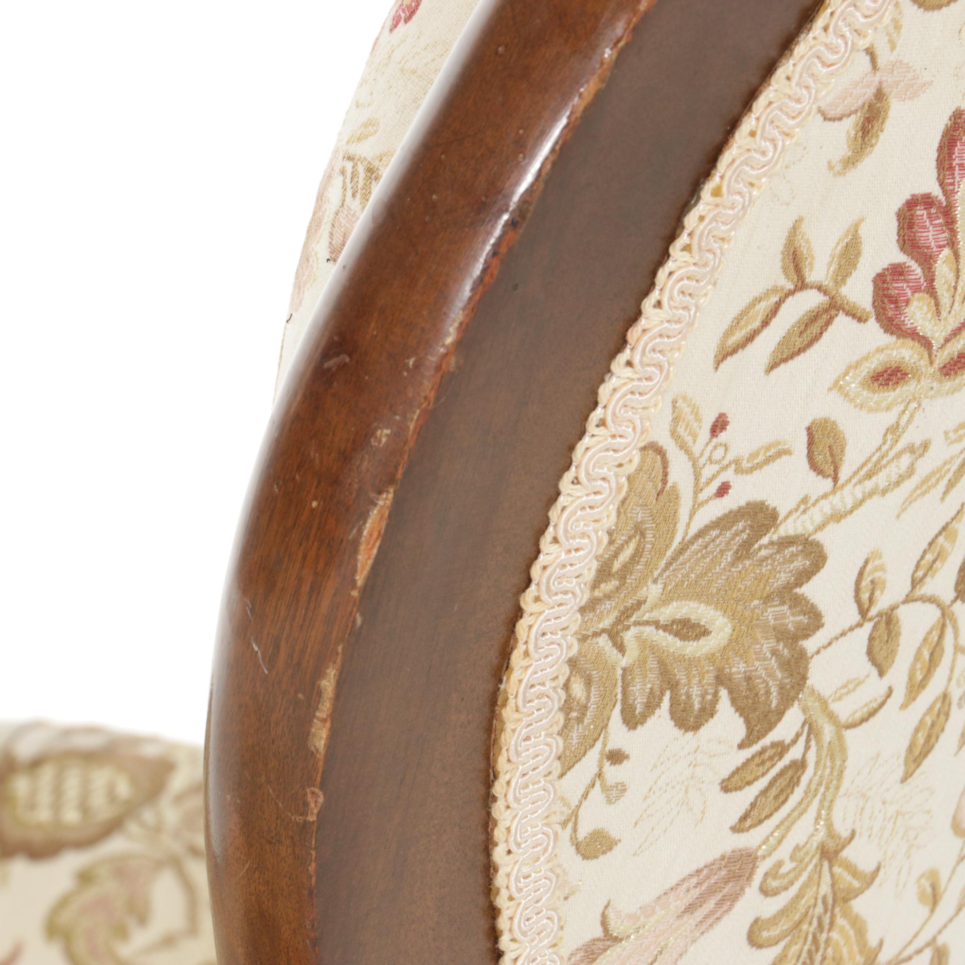 Upholstered Victorian Style Armchair, Mid to Late 20th Century