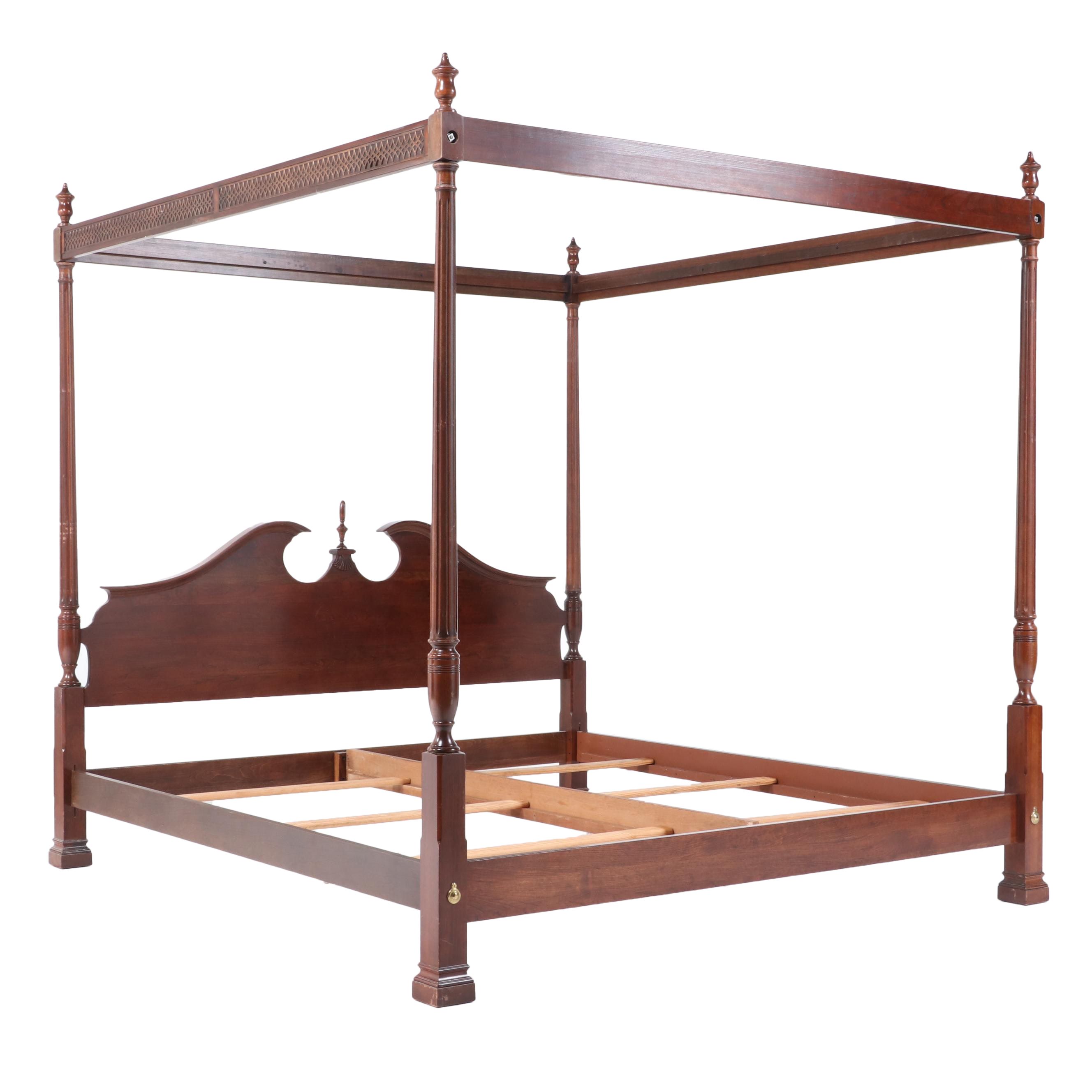 American Colonial Style Cherry King Size Tester Bed