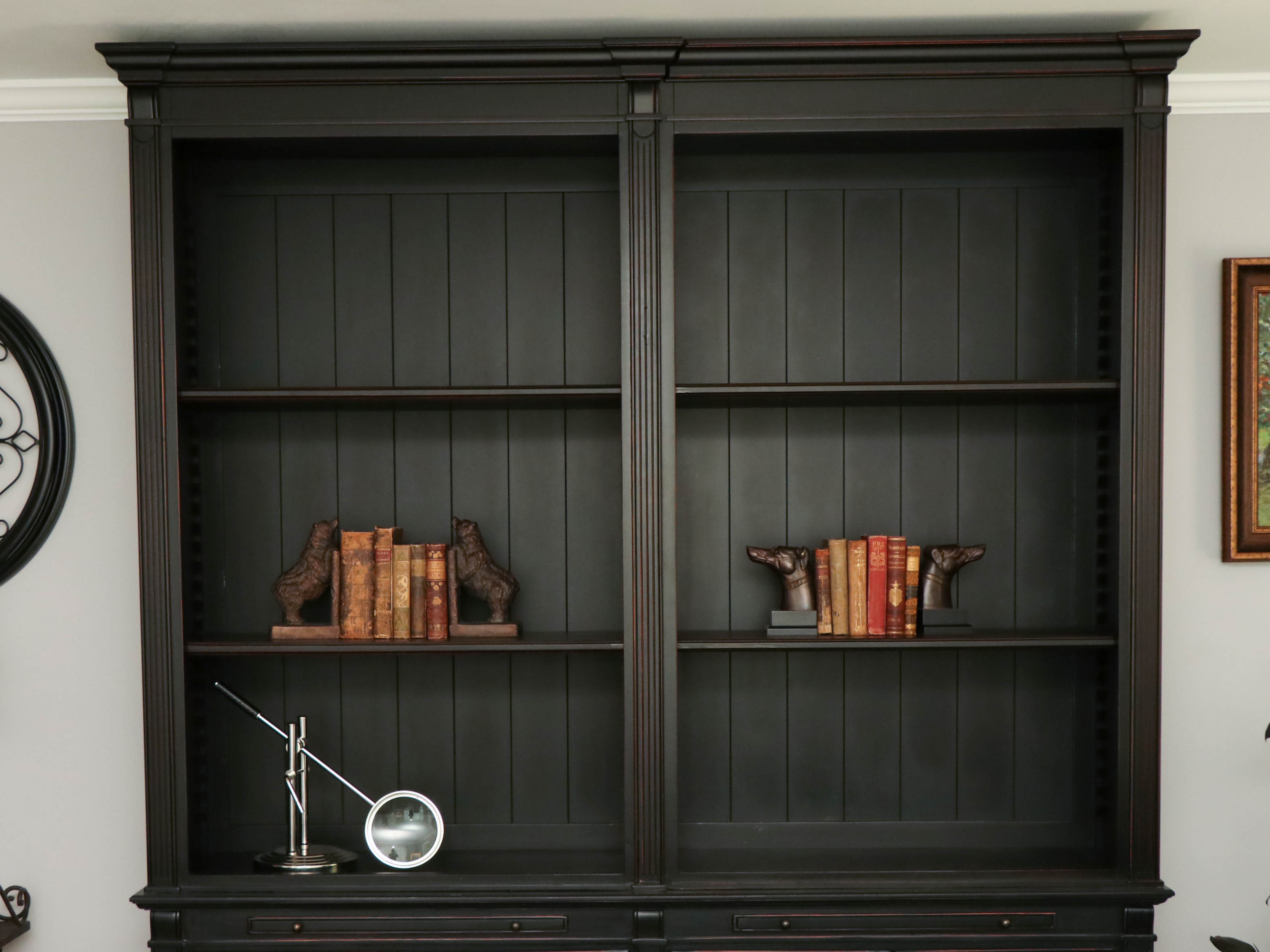 Arhaus "Athens" Beadboard Double Bookcase in Tuxedo Black