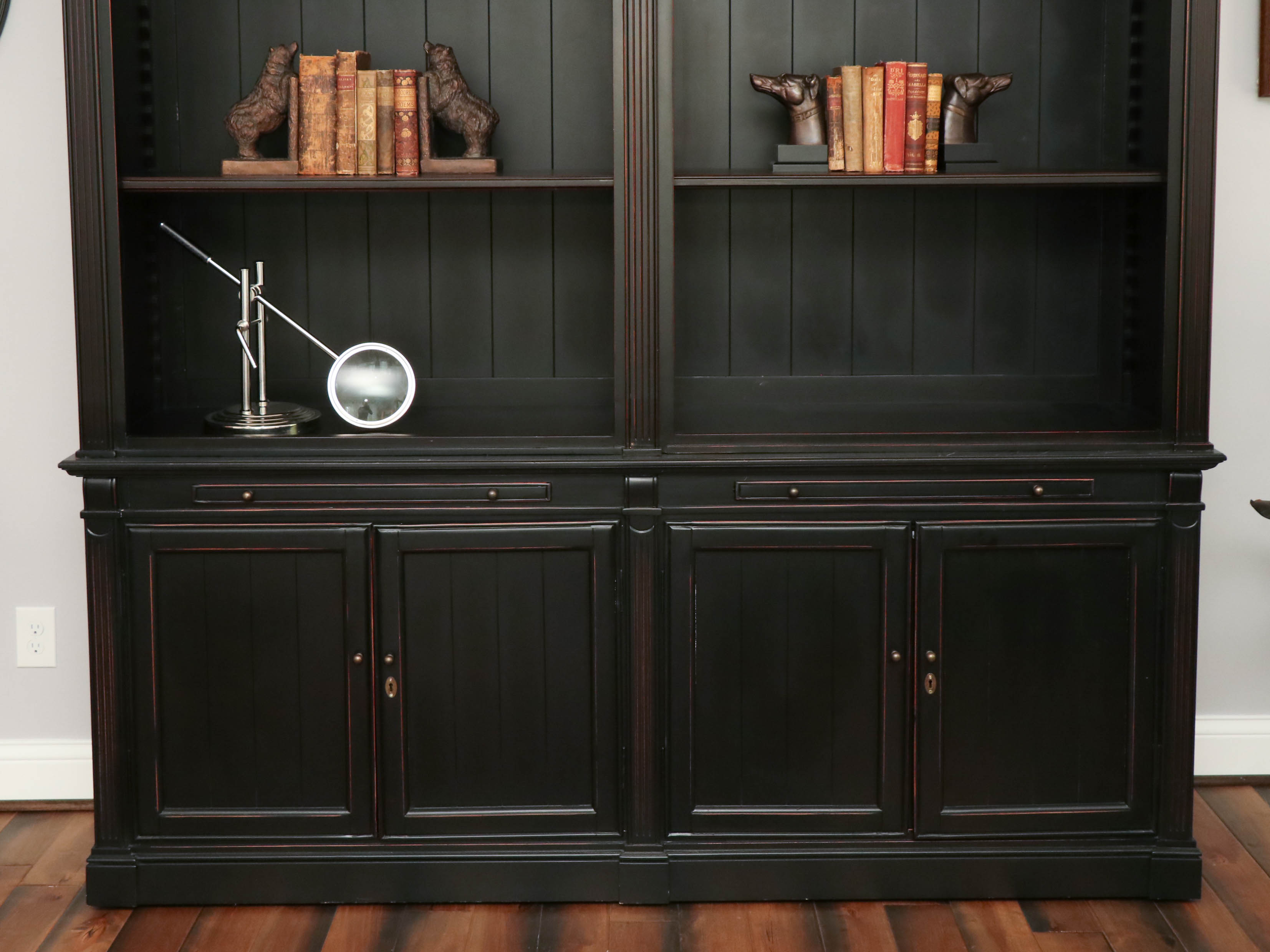 Arhaus "Athens" Beadboard Double Bookcase in Tuxedo Black