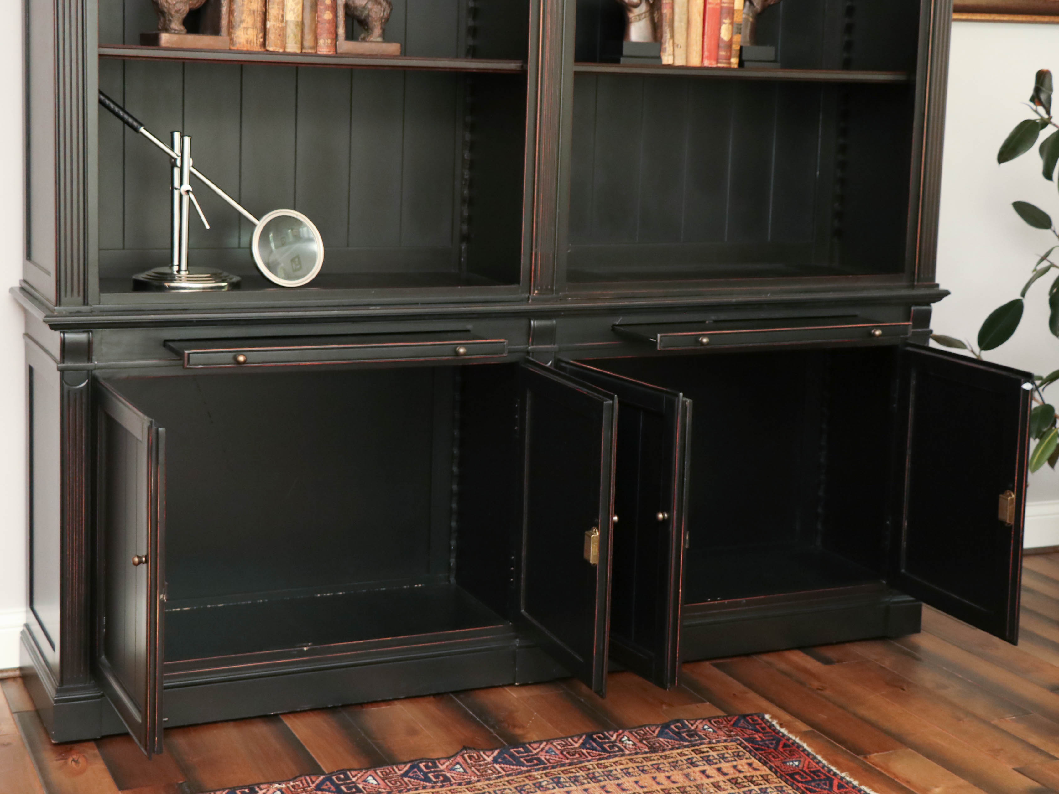 Arhaus "Athens" Beadboard Double Bookcase in Tuxedo Black