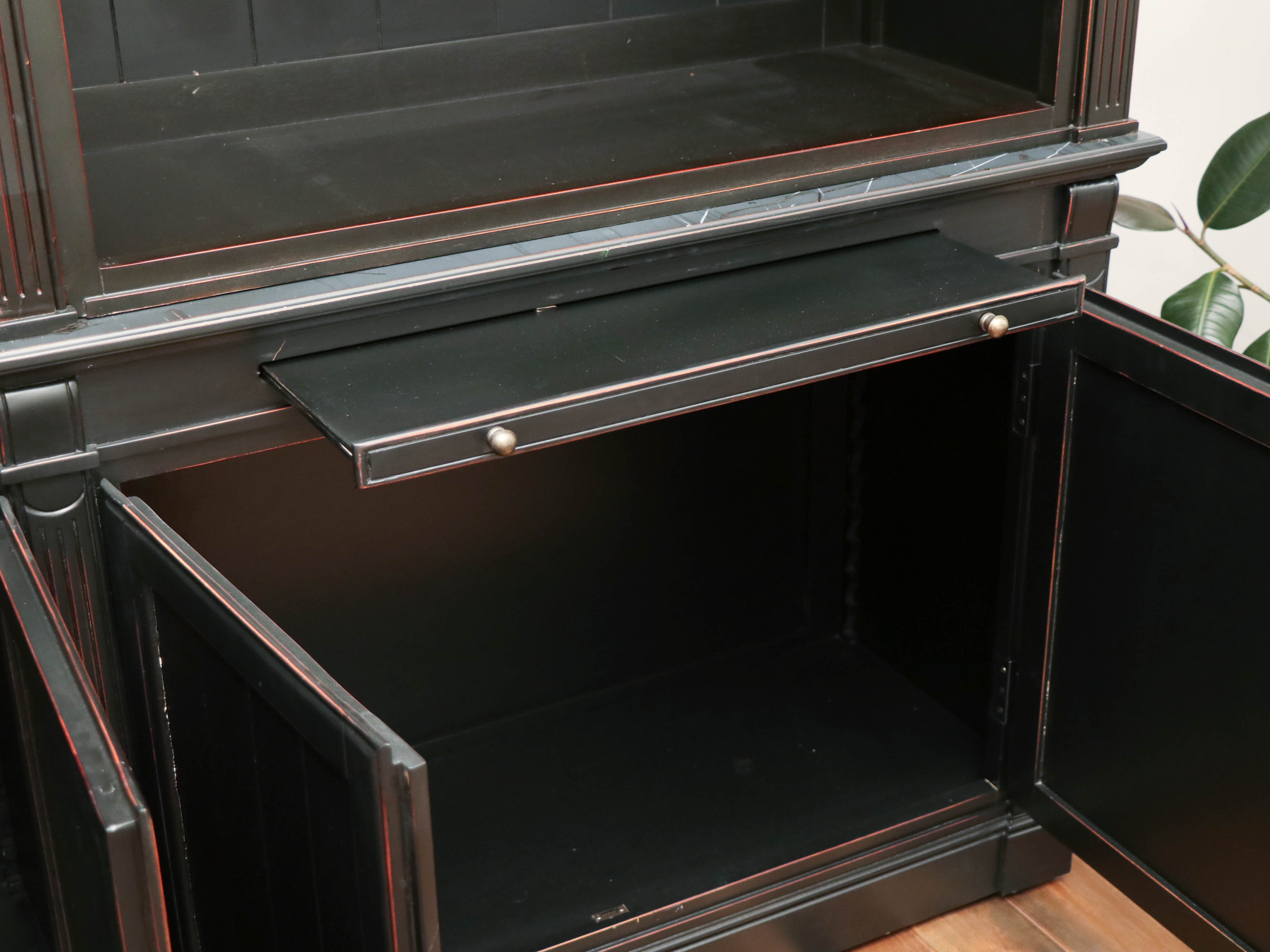 Arhaus "Athens" Beadboard Double Bookcase in Tuxedo Black