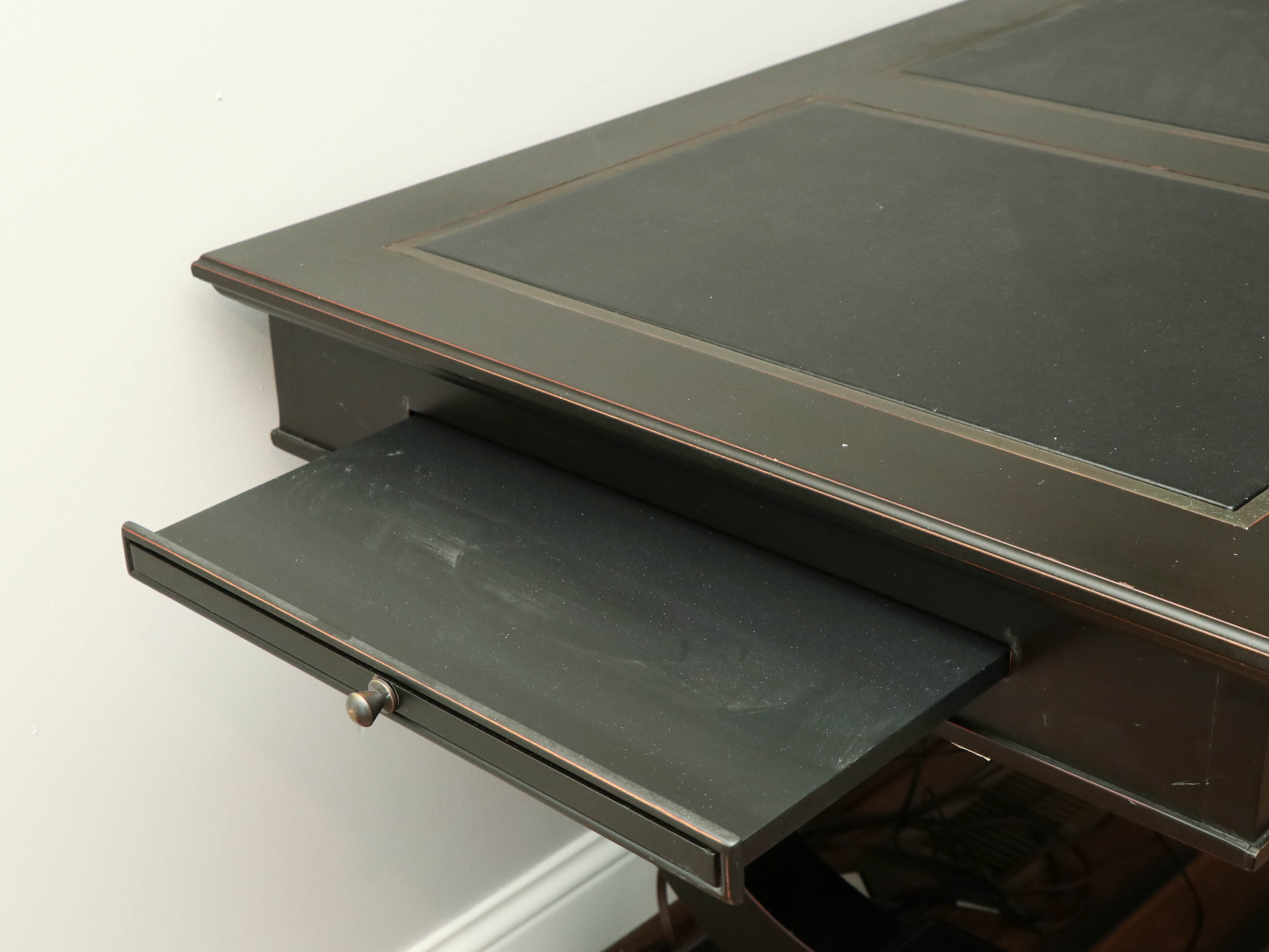 Arhaus "Athens" Ebonized Mahogany Writing Desk in Tuxedo Black