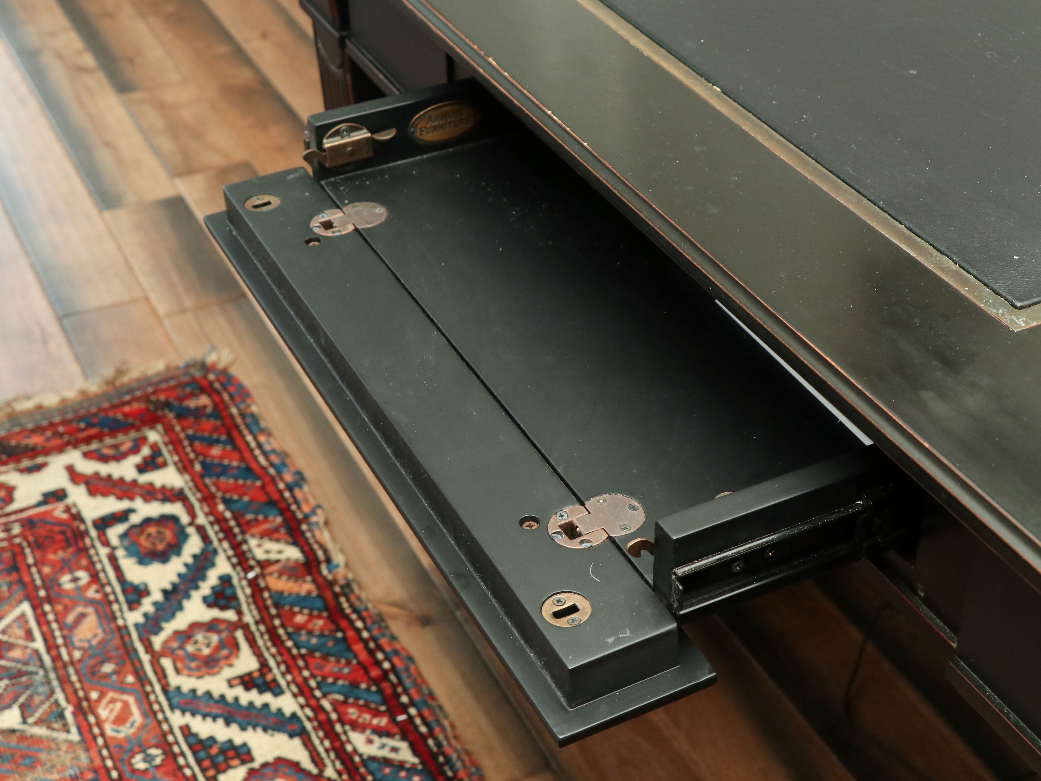 Arhaus "Athens" Ebonized Mahogany Writing Desk in Tuxedo Black