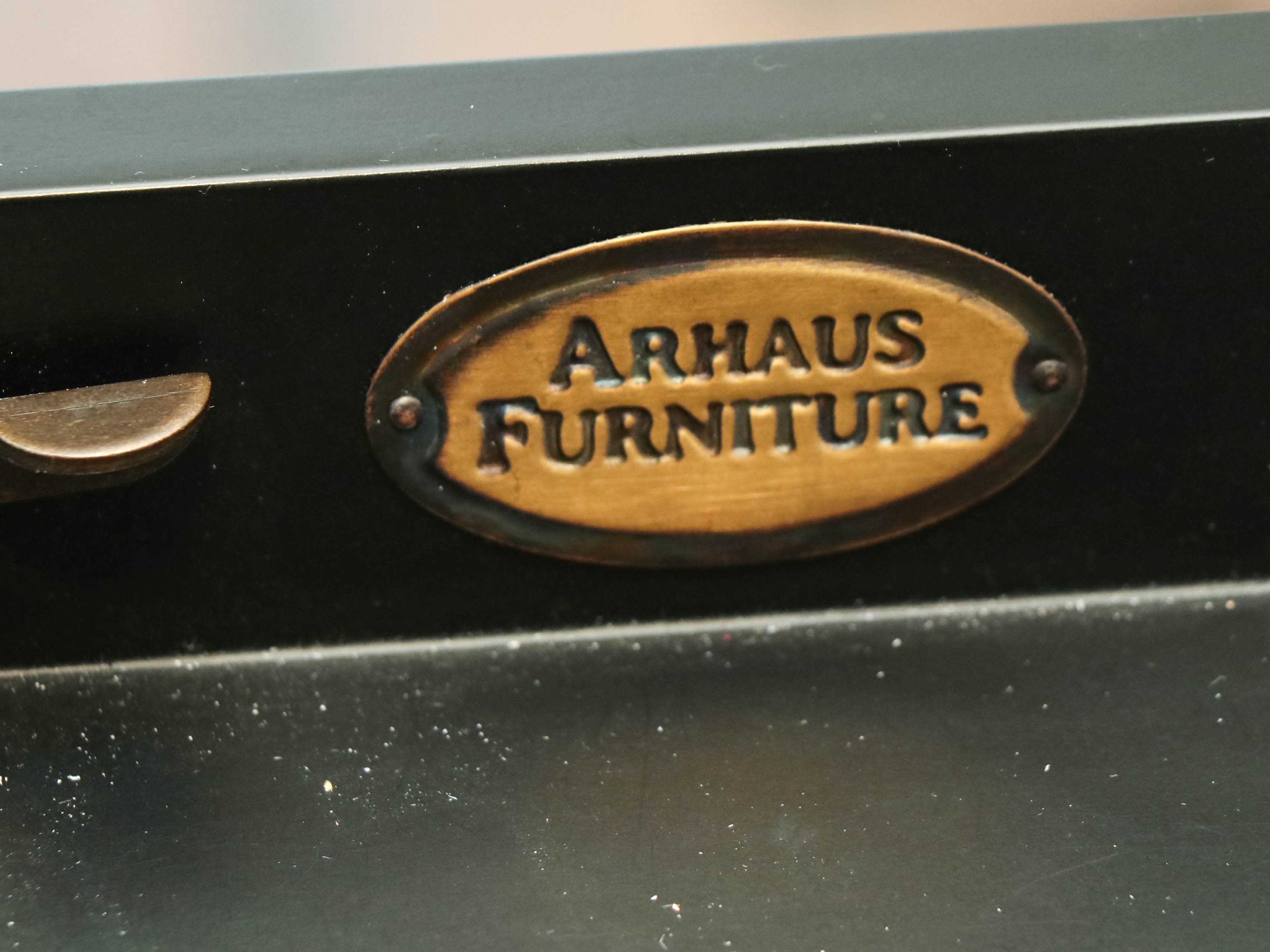 Arhaus "Athens" Ebonized Mahogany Writing Desk in Tuxedo Black