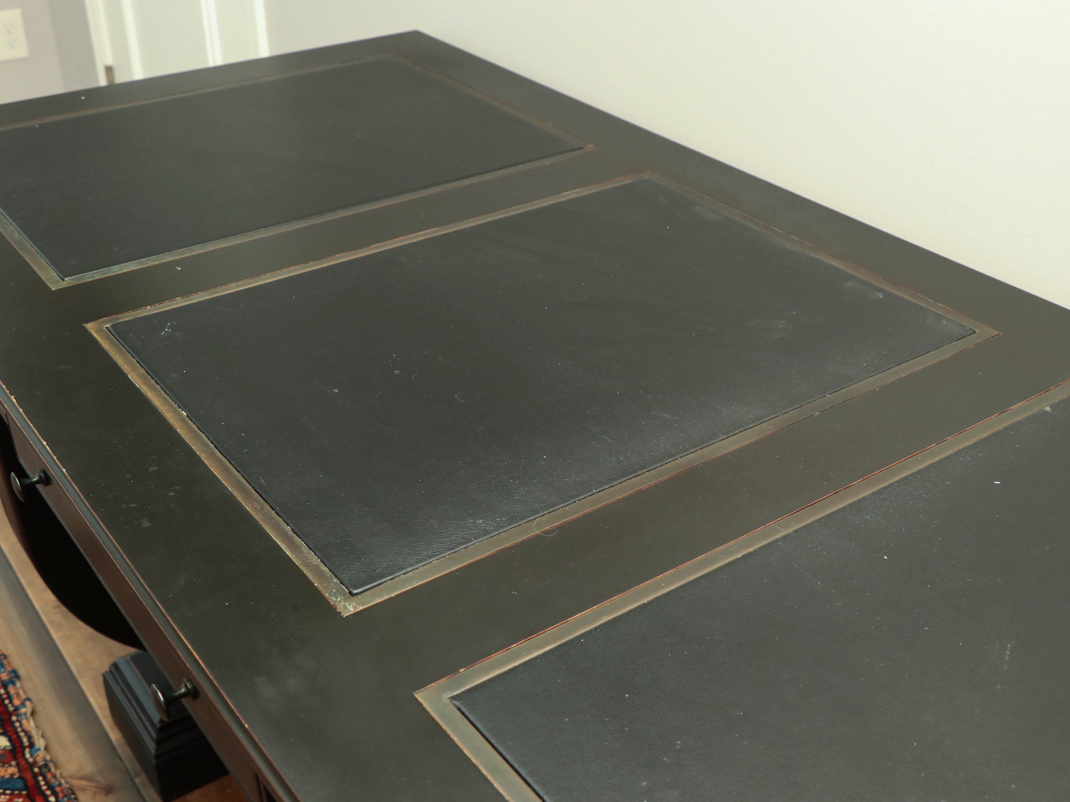 Arhaus "Athens" Ebonized Mahogany Writing Desk in Tuxedo Black