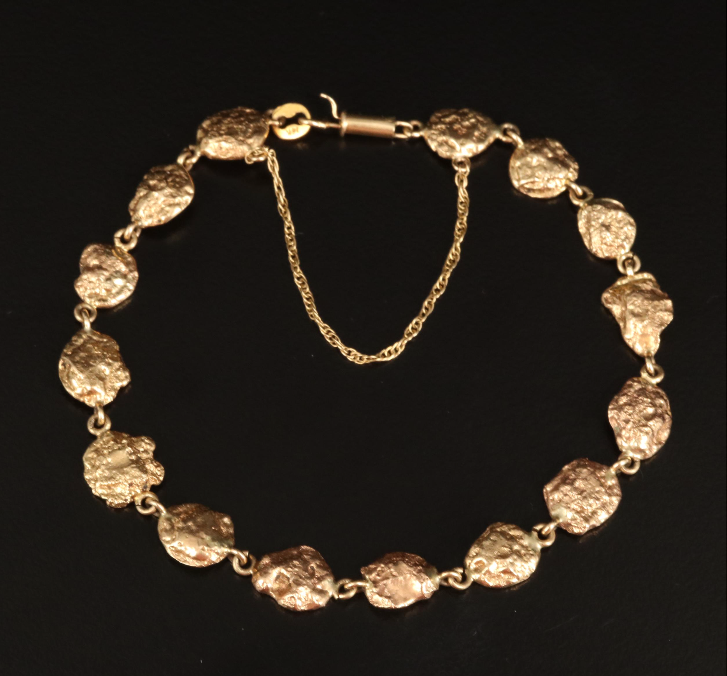 10K and 14K Nugget Link Bracelet
