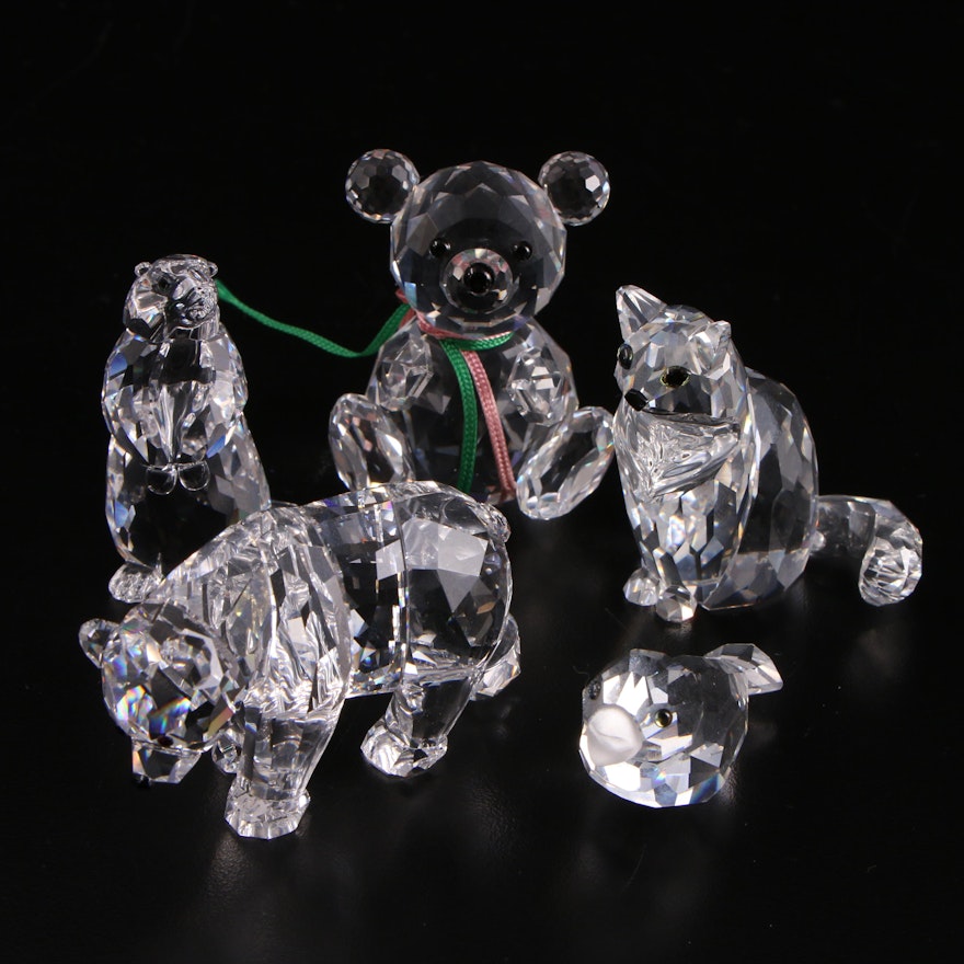 Swarovski "Sister Bear", "Cat Sitting" and Other Crystal Figurines