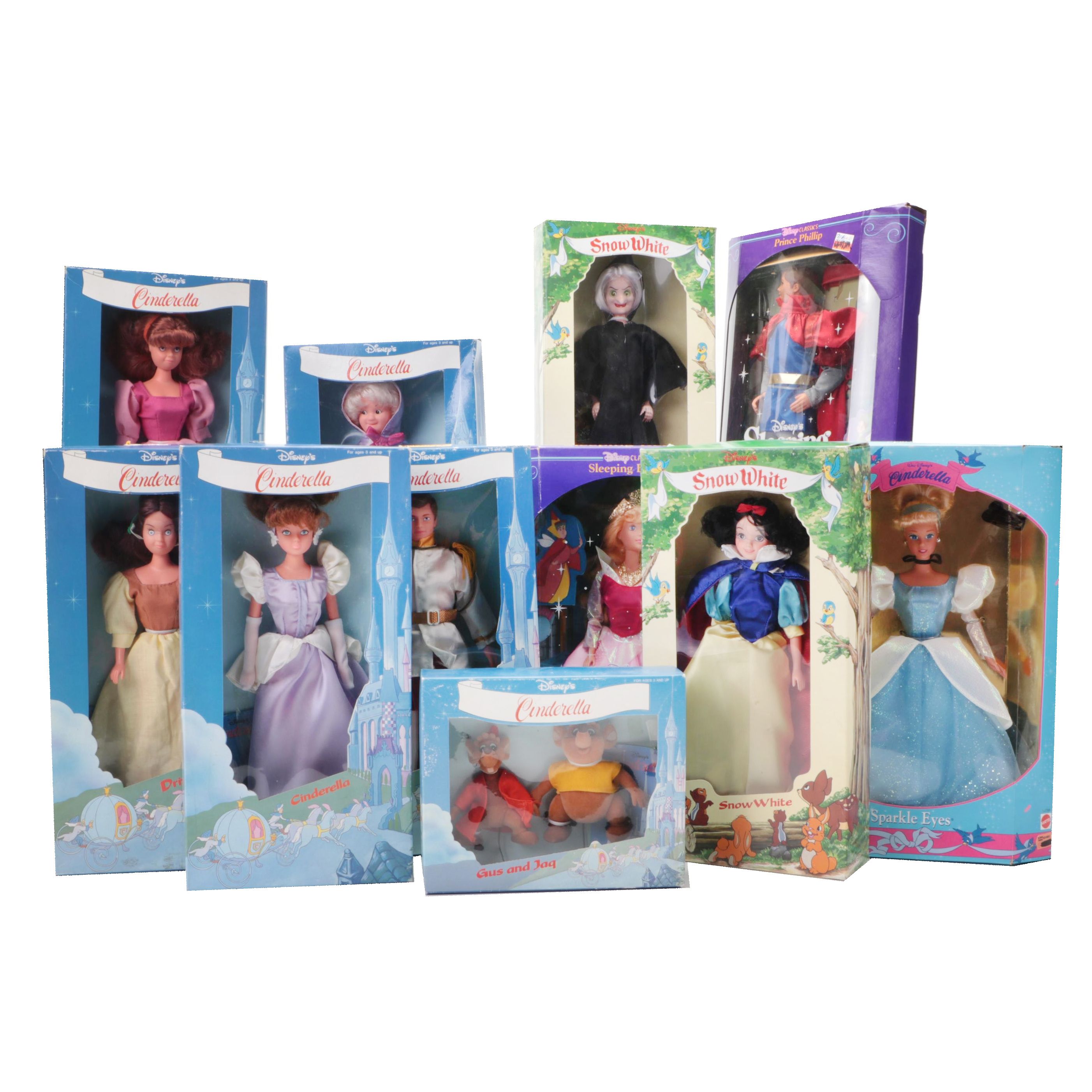 Walt Disney "Sleeping Beauty," "Cinderella," and "Snow White Dolls"