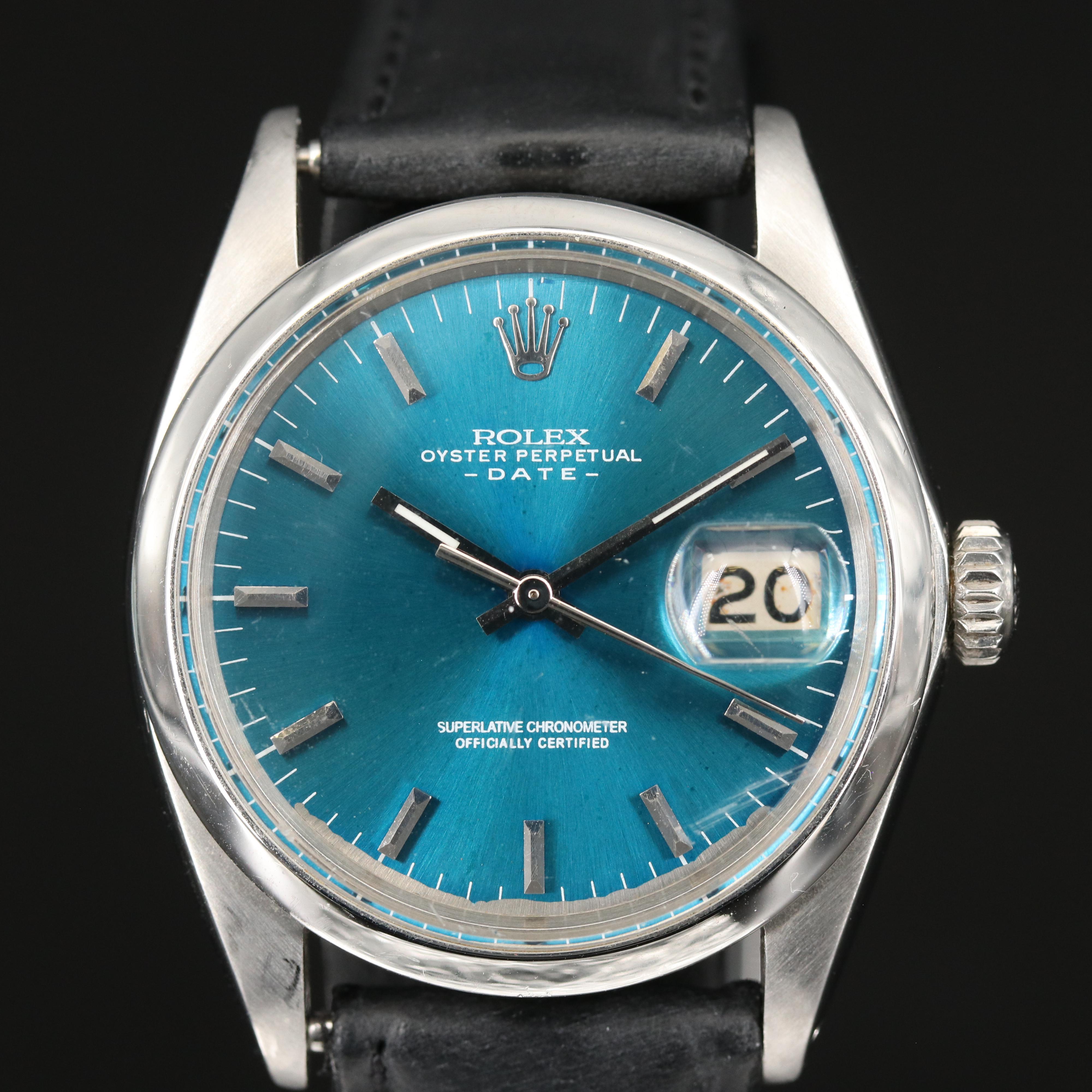 1969 Rolex Date 1500 Stainless Steel Automatic Watch