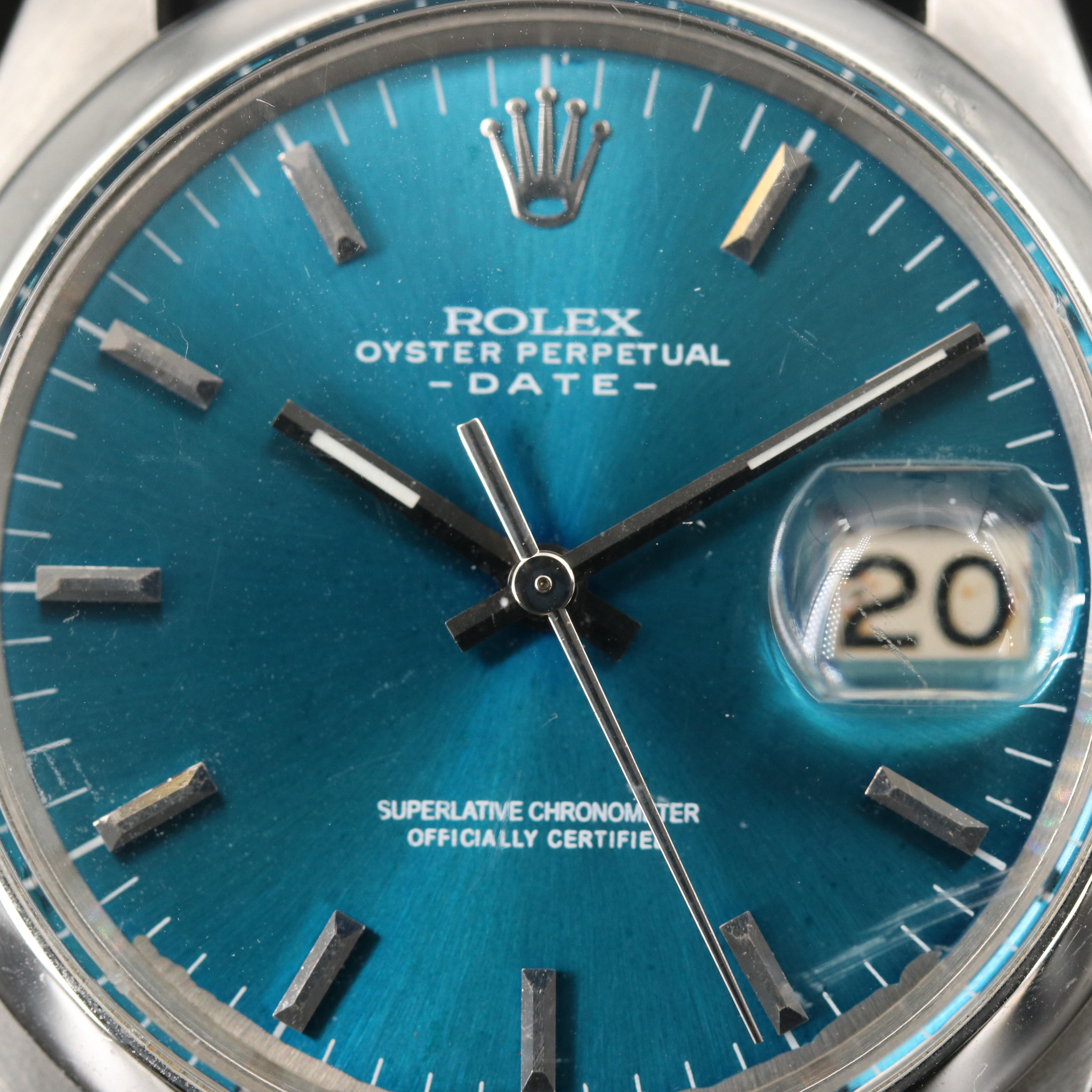 1969 Rolex Date 1500 Stainless Steel Automatic Watch