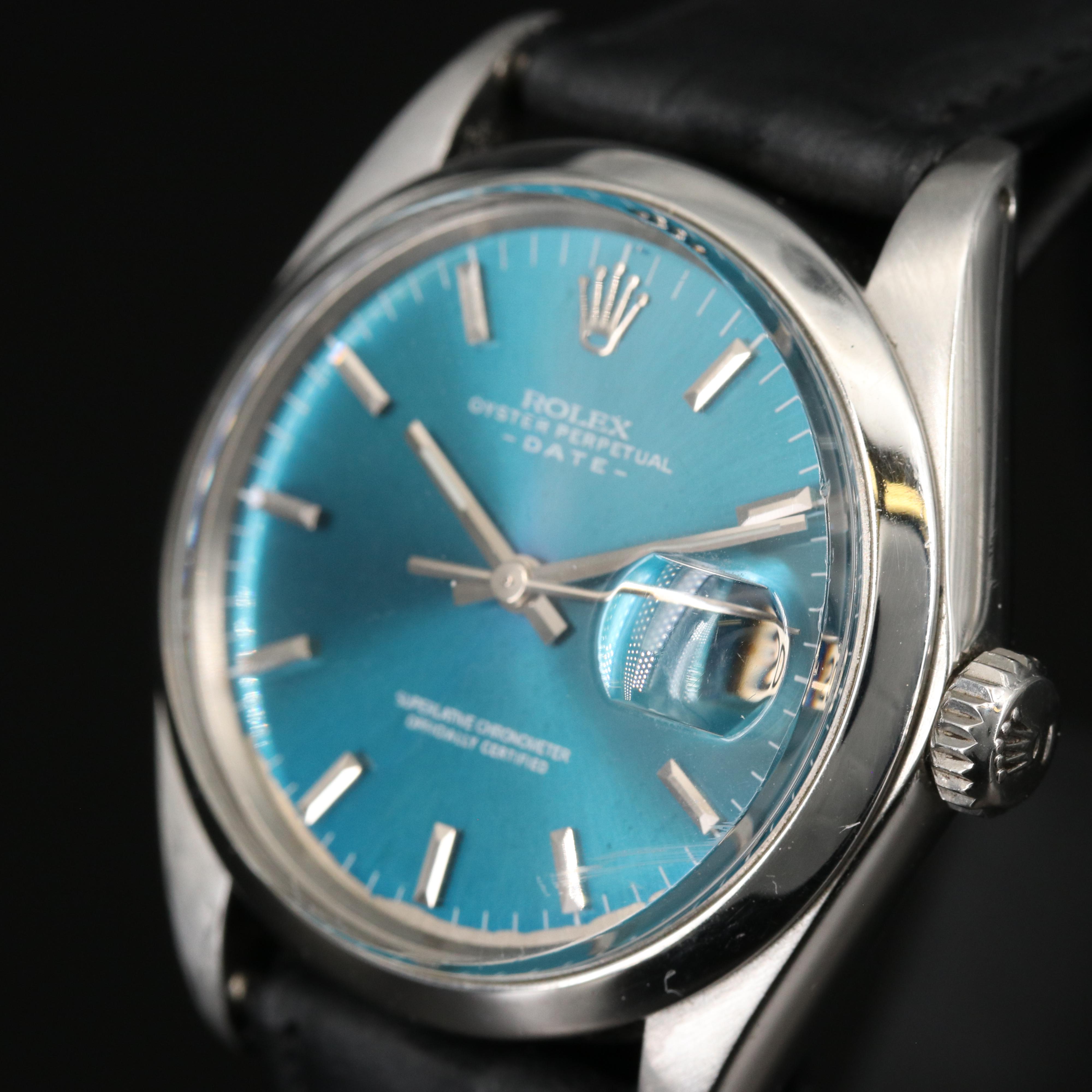 1969 Rolex Date 1500 Stainless Steel Automatic Watch