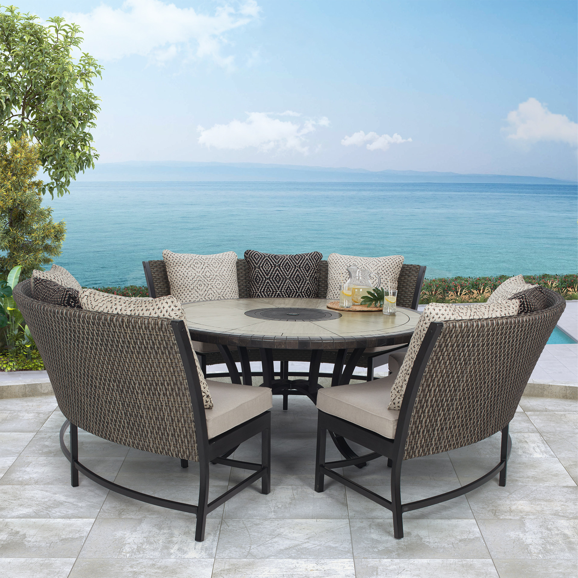 Agio "Park Falls" 4-Piece Woven Bench Dining Set