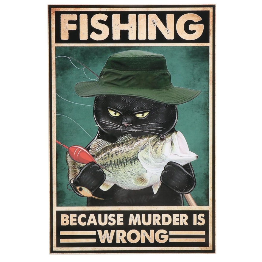 Black Cat Fishing Giclée, 21st Century