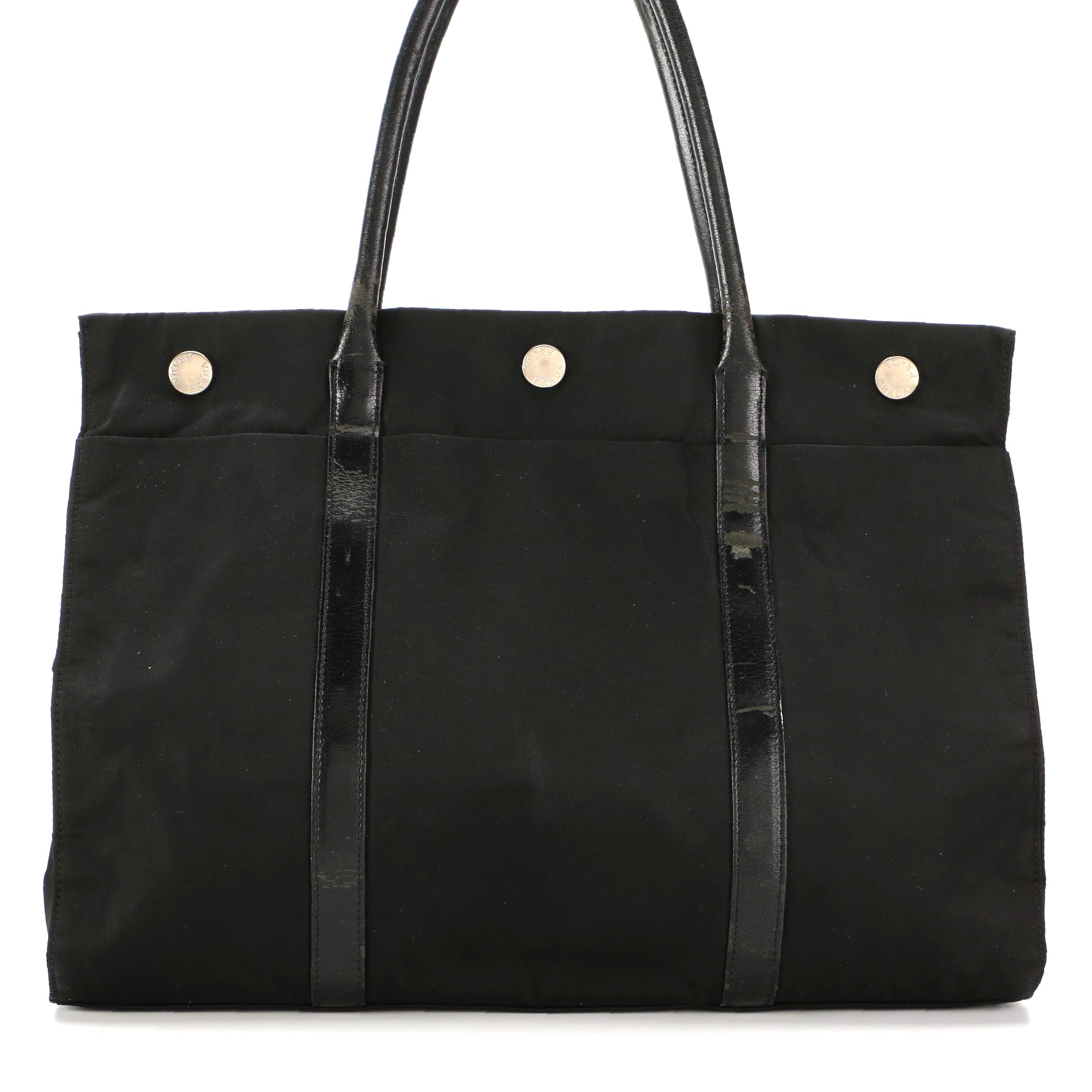 Prada Tote in Black Tessuto Nylon and Leather