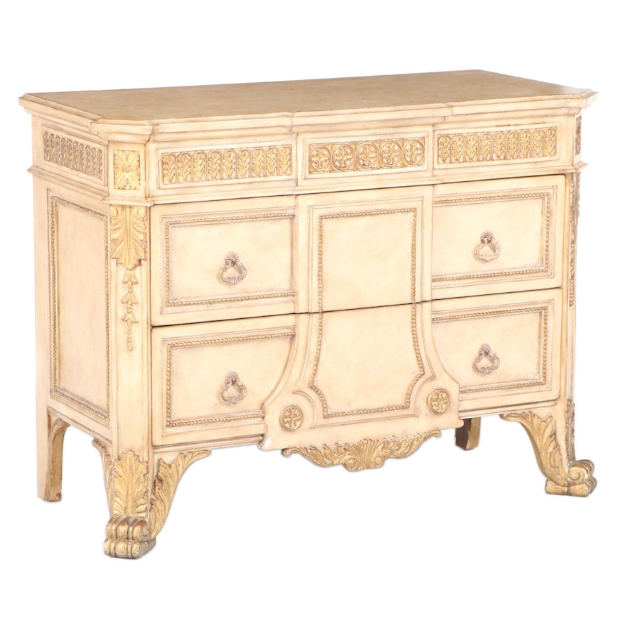 Louis XVI Style Cream-Painted and Parcel-Gilt Two-Drawer Commode