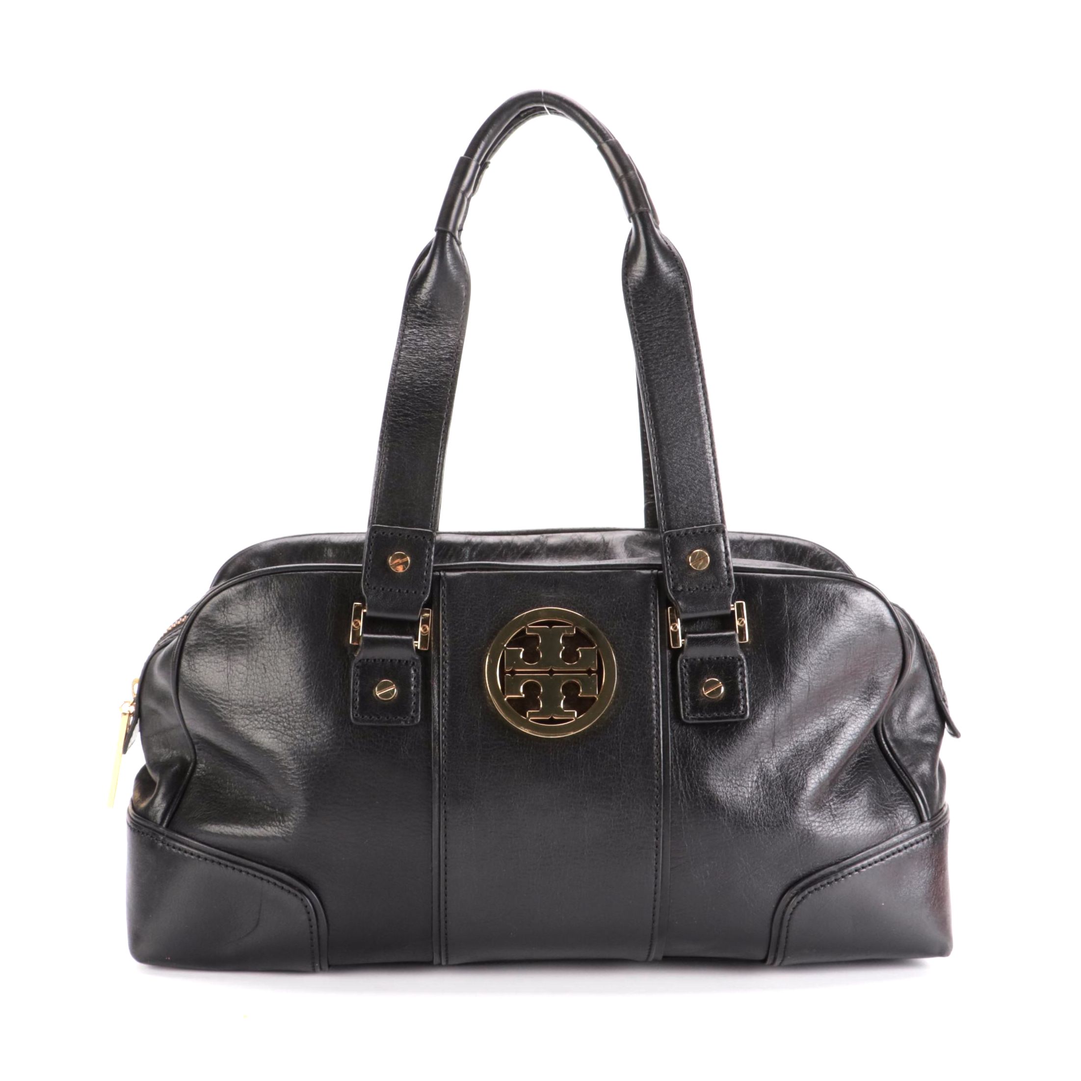 Tory Burch East-West Shoulder Bag in Black Grained Leather
