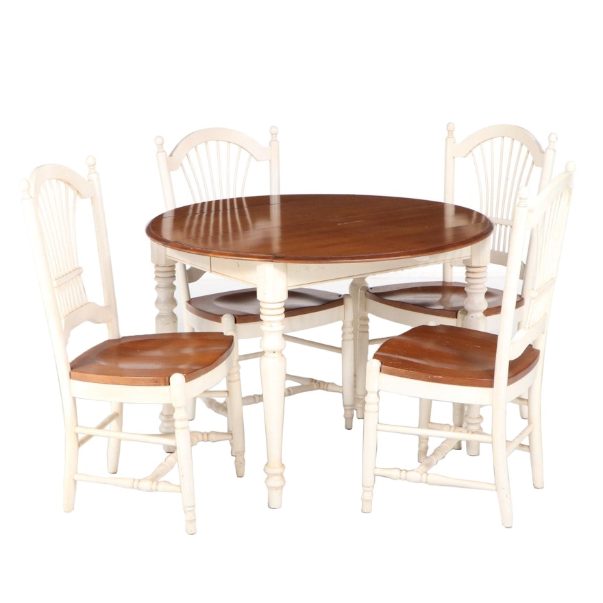 Five-Piece Ethan Allen Primitive Style Maple and Parcel-Painted Dining Set