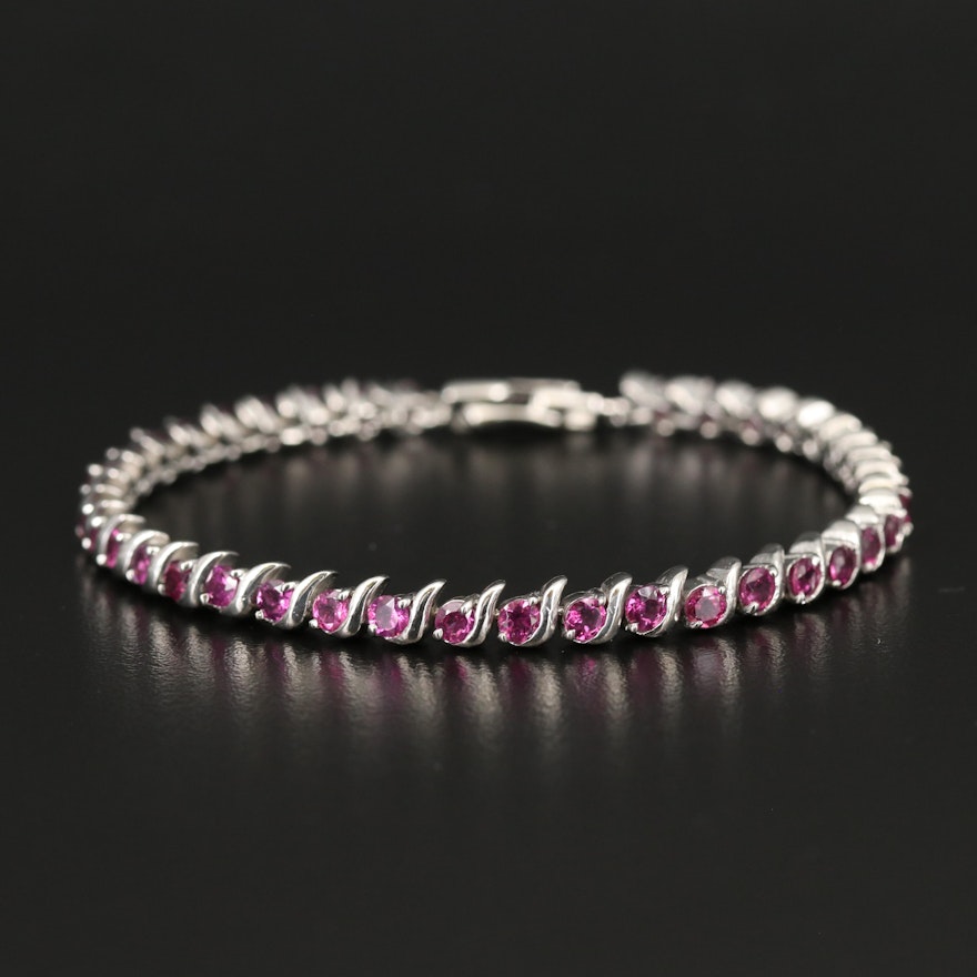 Sterling Rhodolite Garnet Line Bracelet