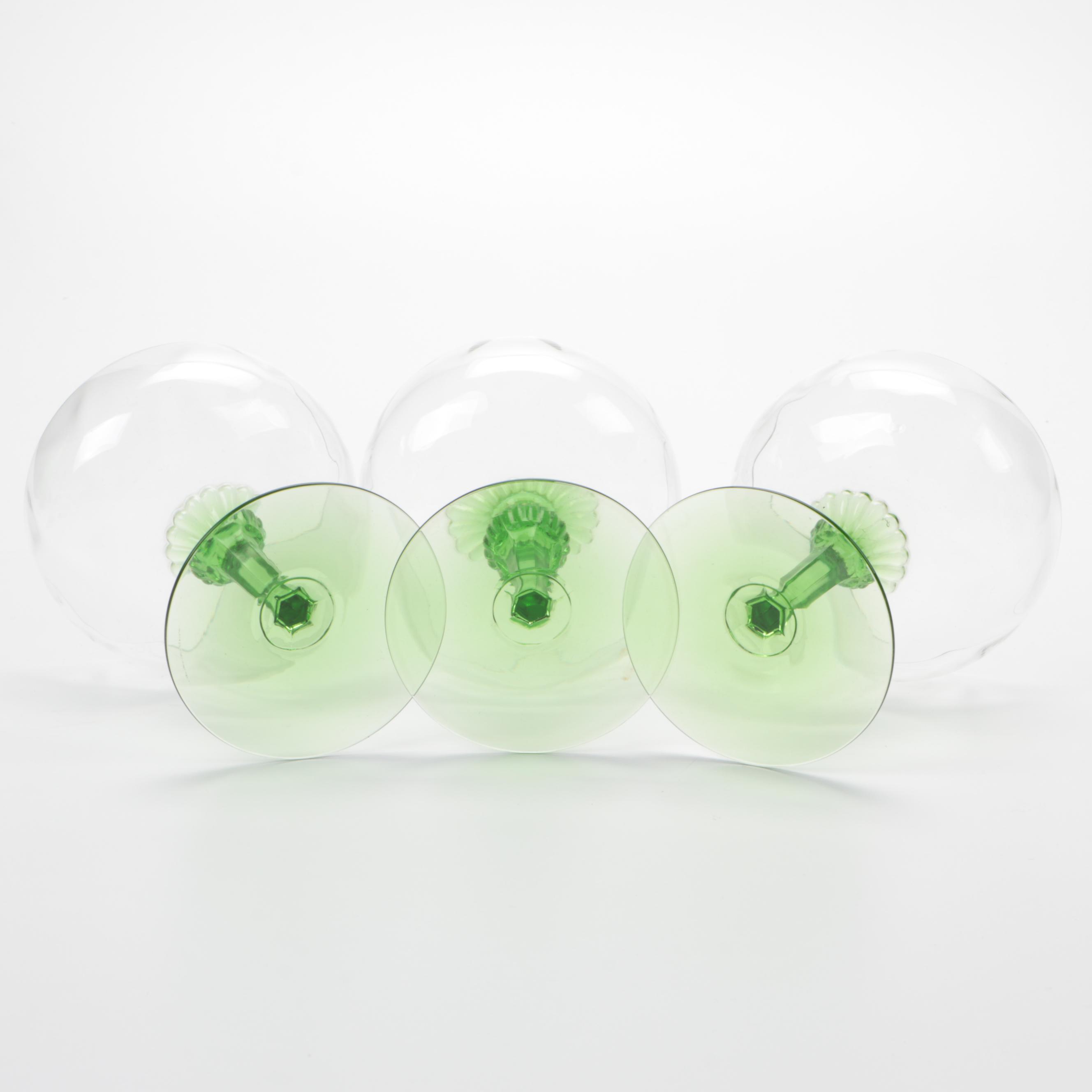 Heisey "King Arthur Green" Glass Champagne Coupes and Low Sherbets, 1922–1939