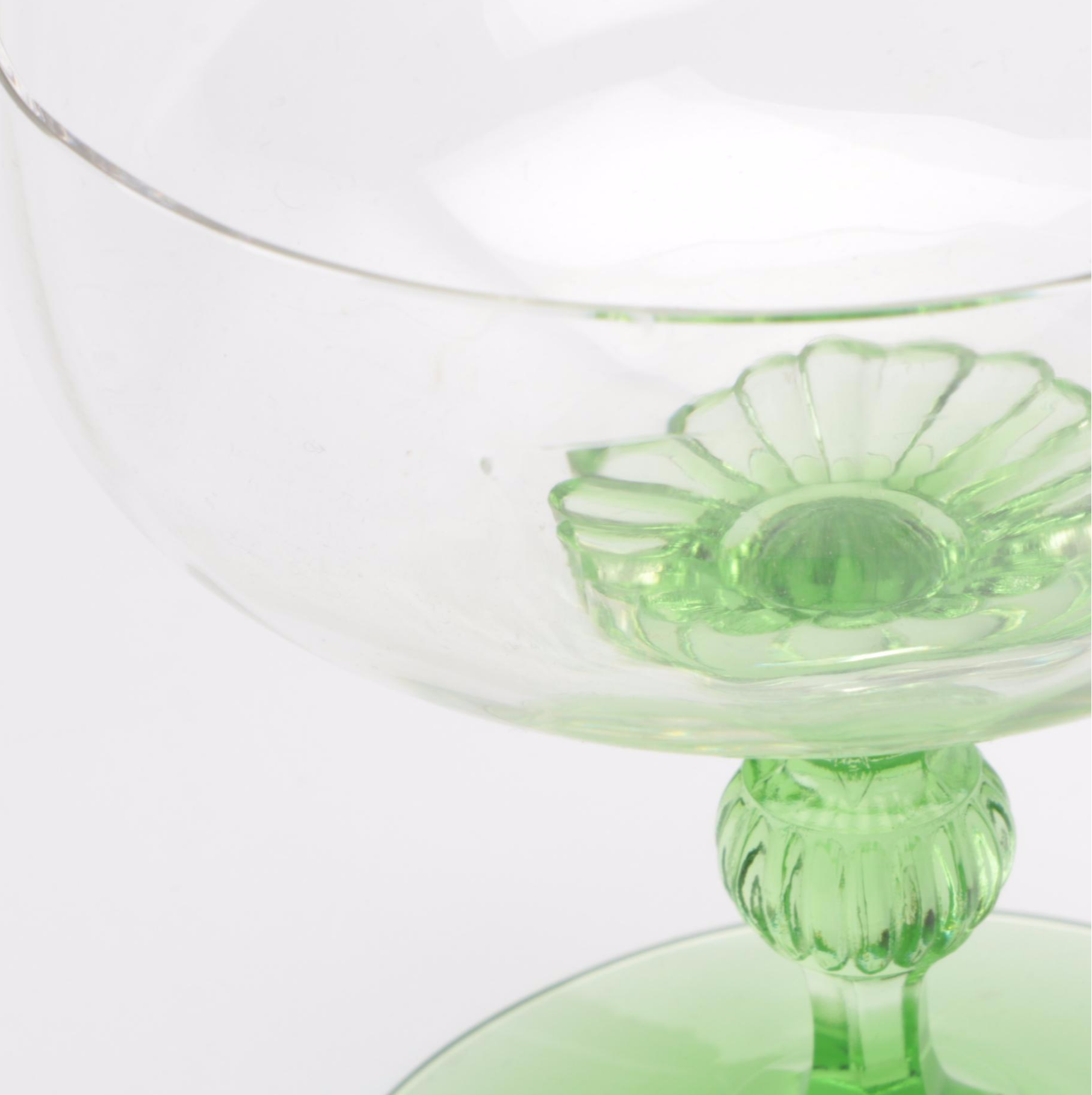 Heisey "King Arthur Green" Glass Champagne Coupes and Low Sherbets, 1922–1939