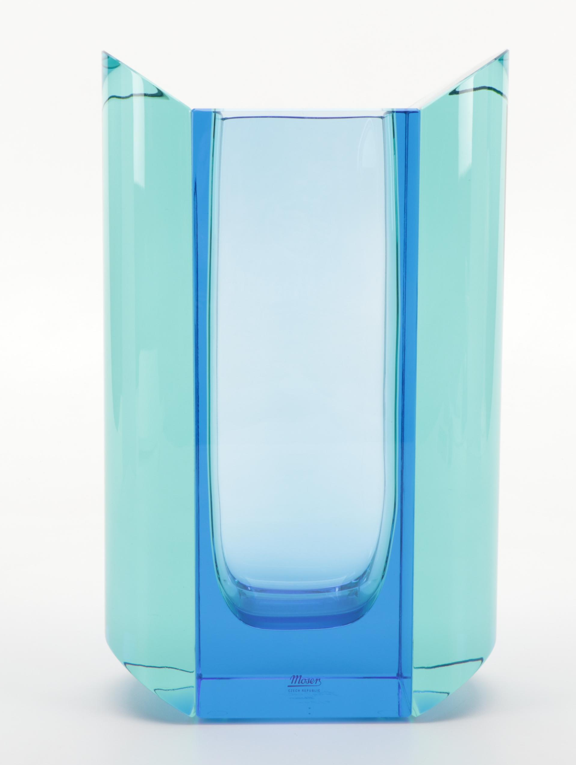 Jiří Šuhájek for Moser Limited Edition Aquamarine and Beryl "Wings" Vase