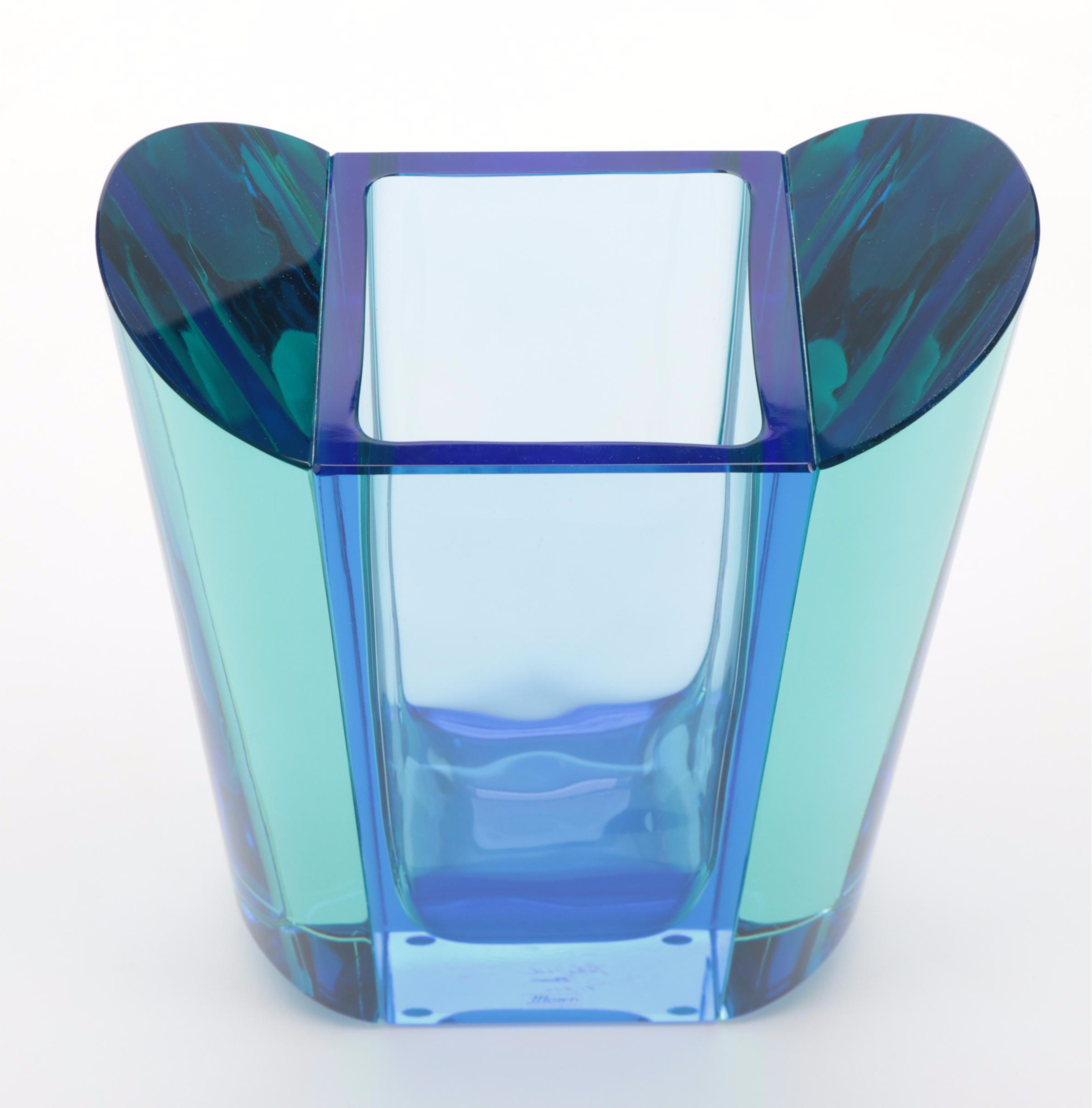 Jiří Šuhájek for Moser Limited Edition Aquamarine and Beryl "Wings" Vase