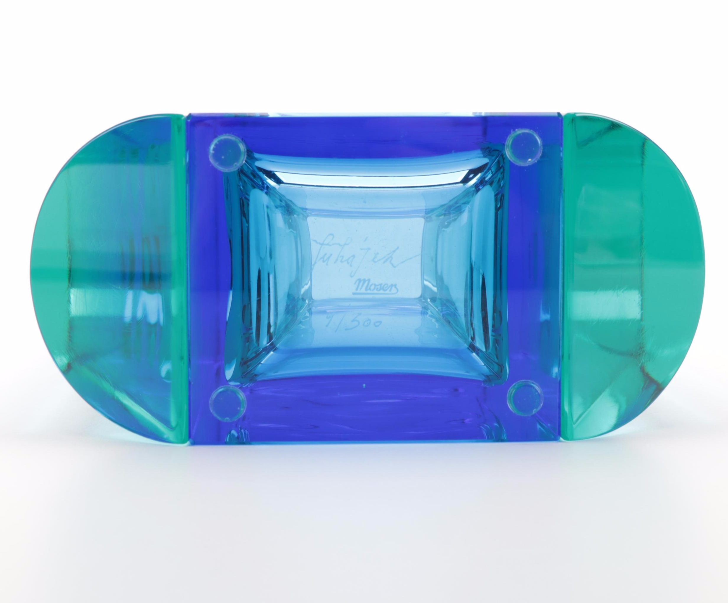 Jiří Šuhájek for Moser Limited Edition Aquamarine and Beryl "Wings" Vase