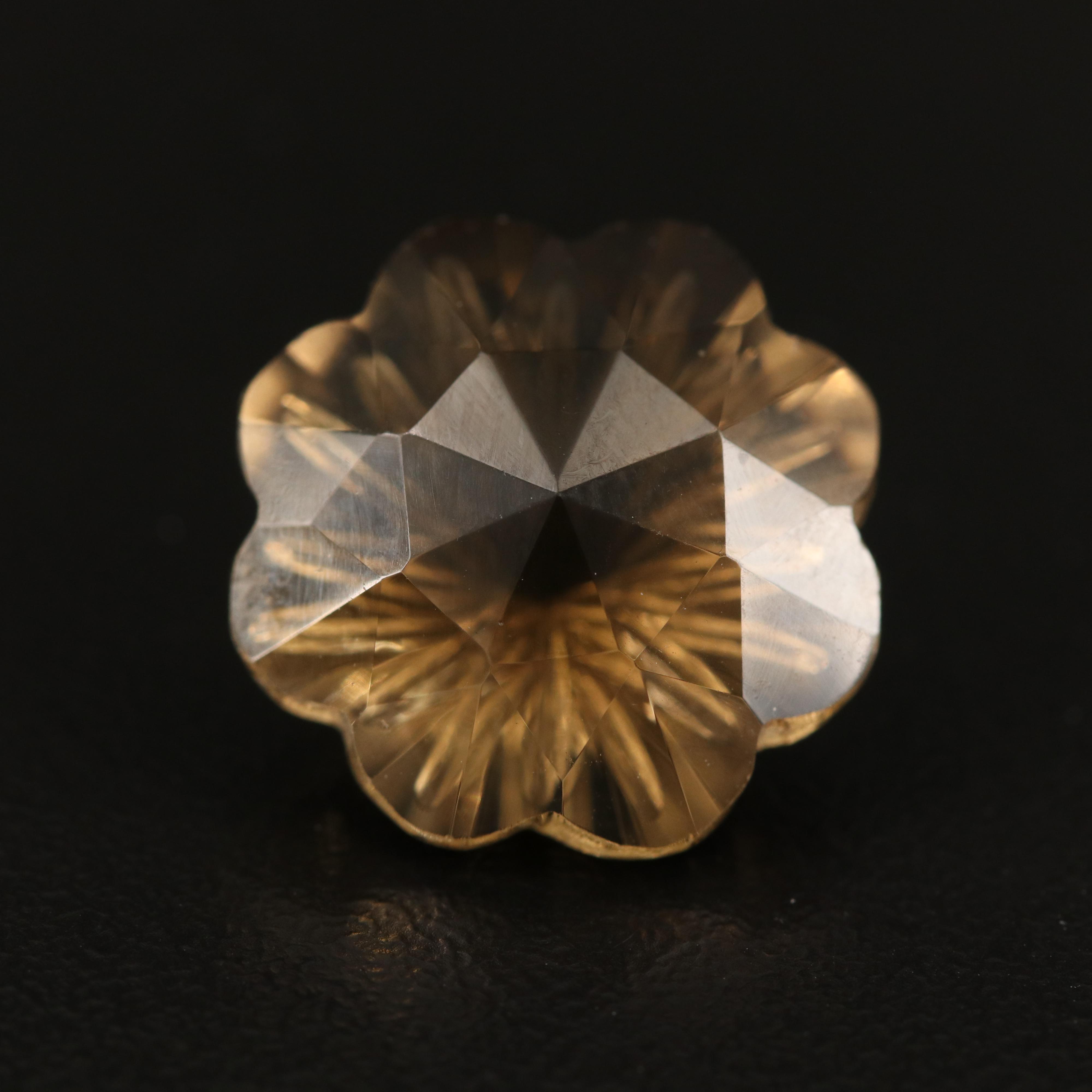 Loose 12.73 CT Faceted Fantasy Cut Smoky Quartz