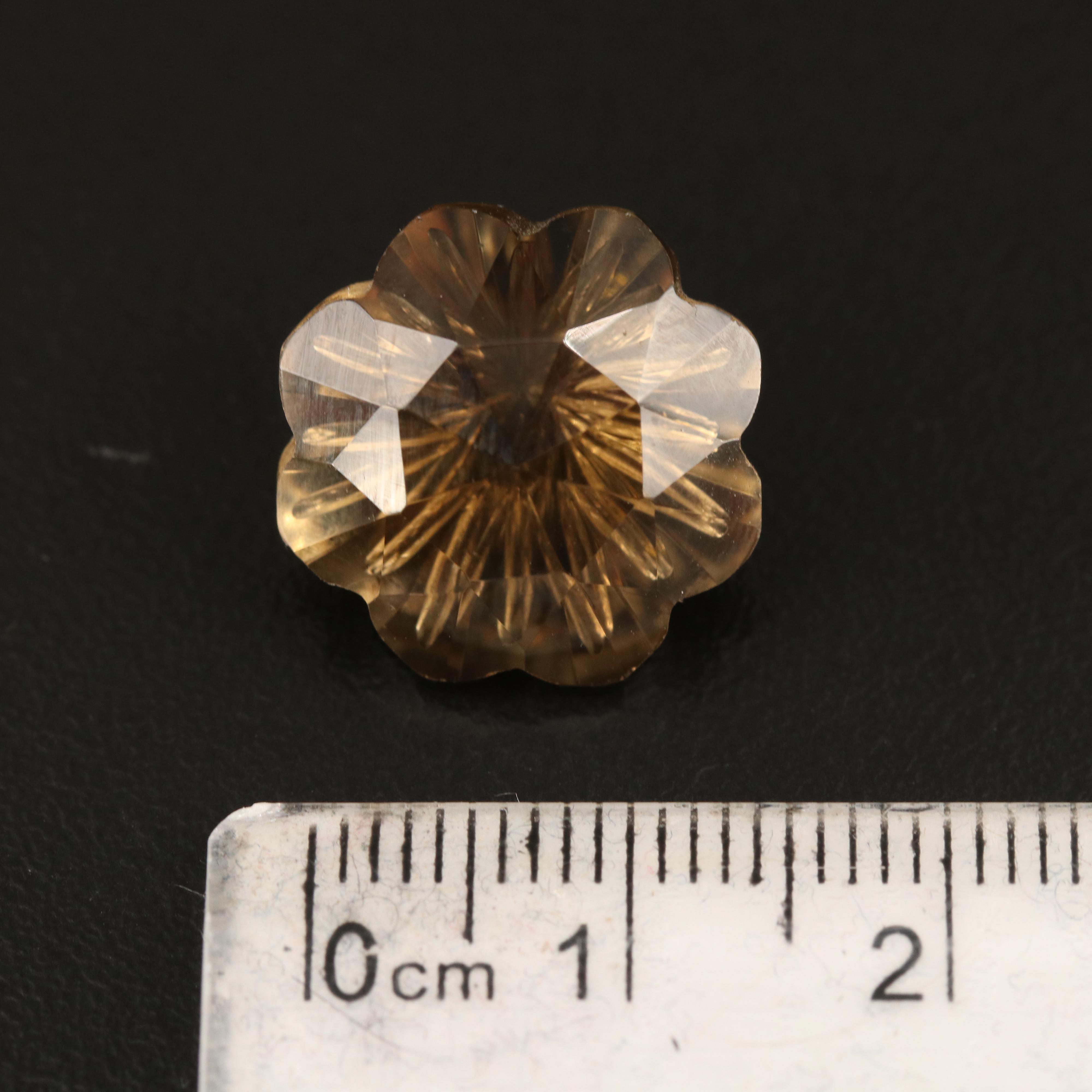 Loose 12.73 CT Faceted Fantasy Cut Smoky Quartz