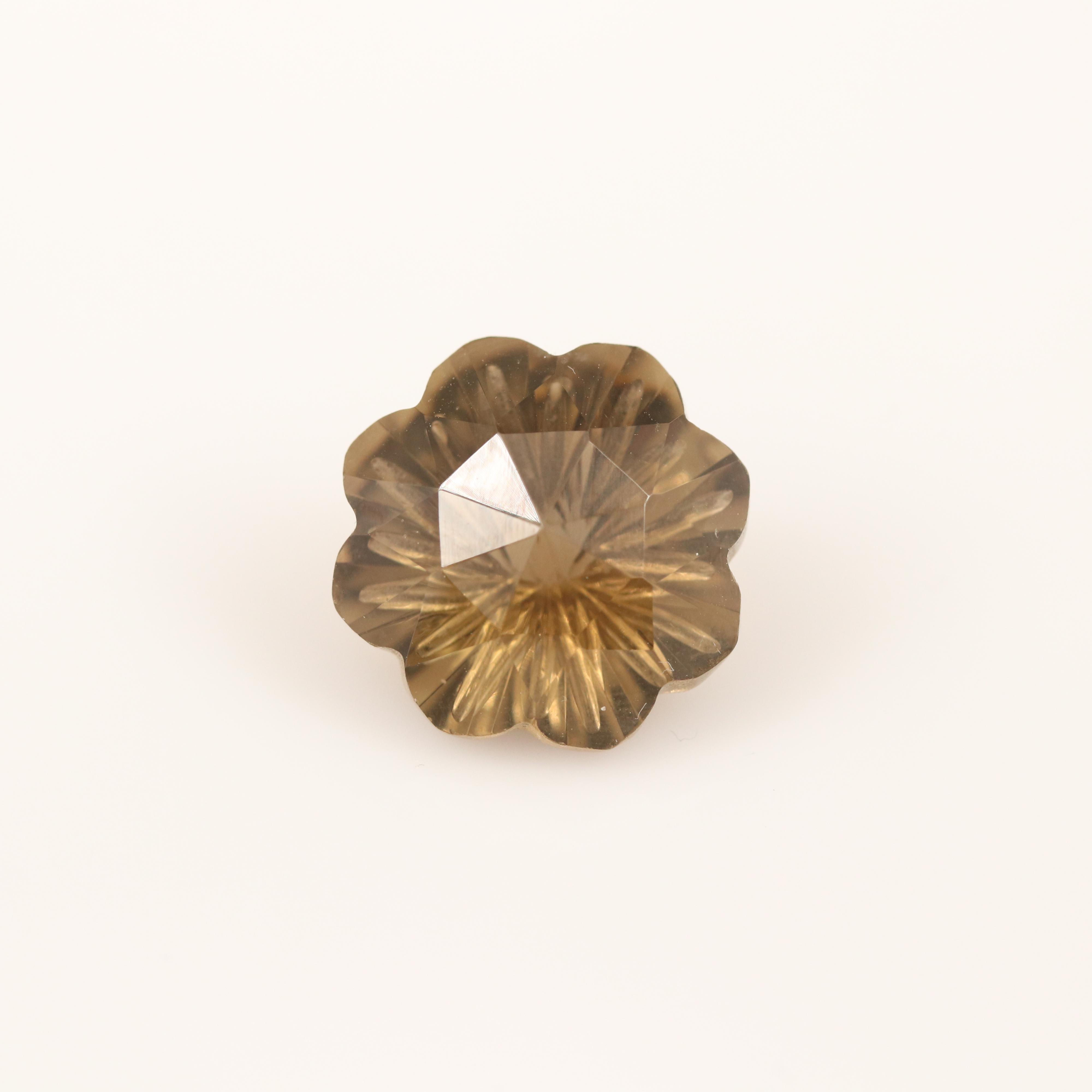 Loose 12.73 CT Faceted Fantasy Cut Smoky Quartz