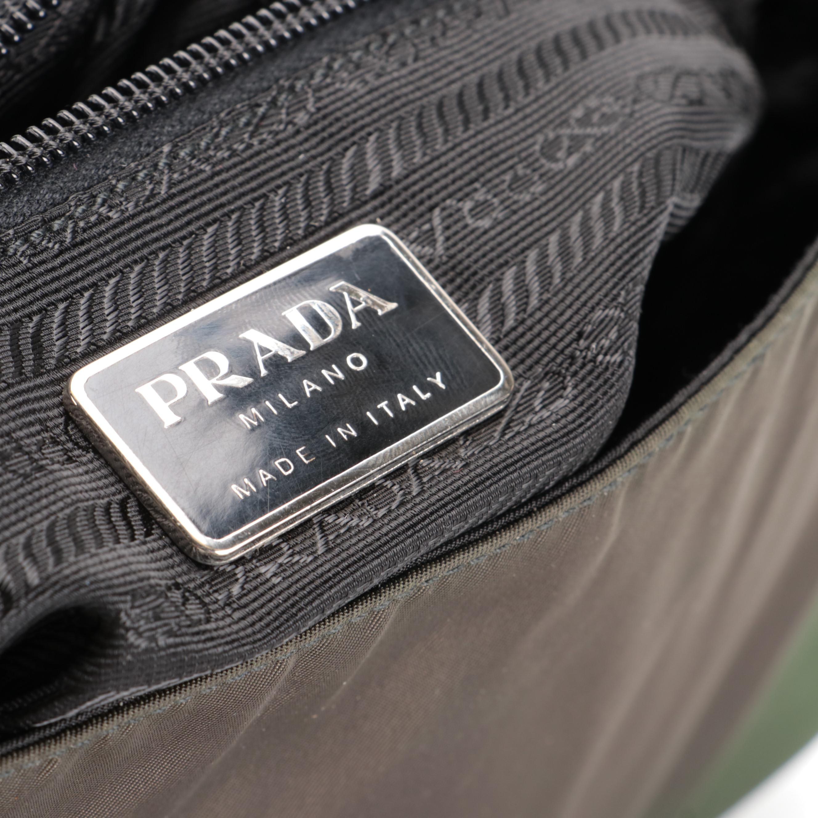 Prada Green Tessuto Nylon Flap Front Shoulder Bag