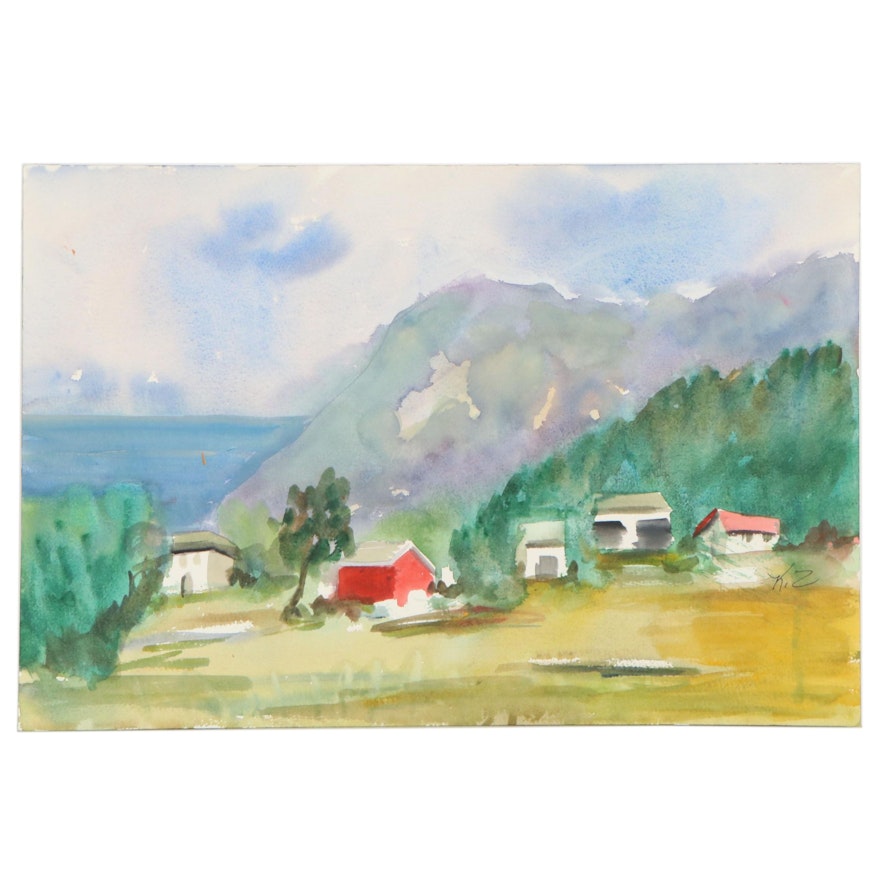 Kathleen Zimbicki Landscape Watercolor Painting "Building"