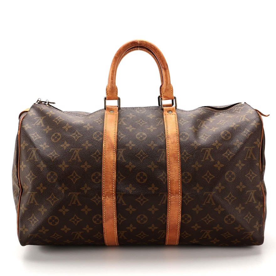 Louis Vuitton Keepall 45 in Monogram Canvas with Vachetta Leather